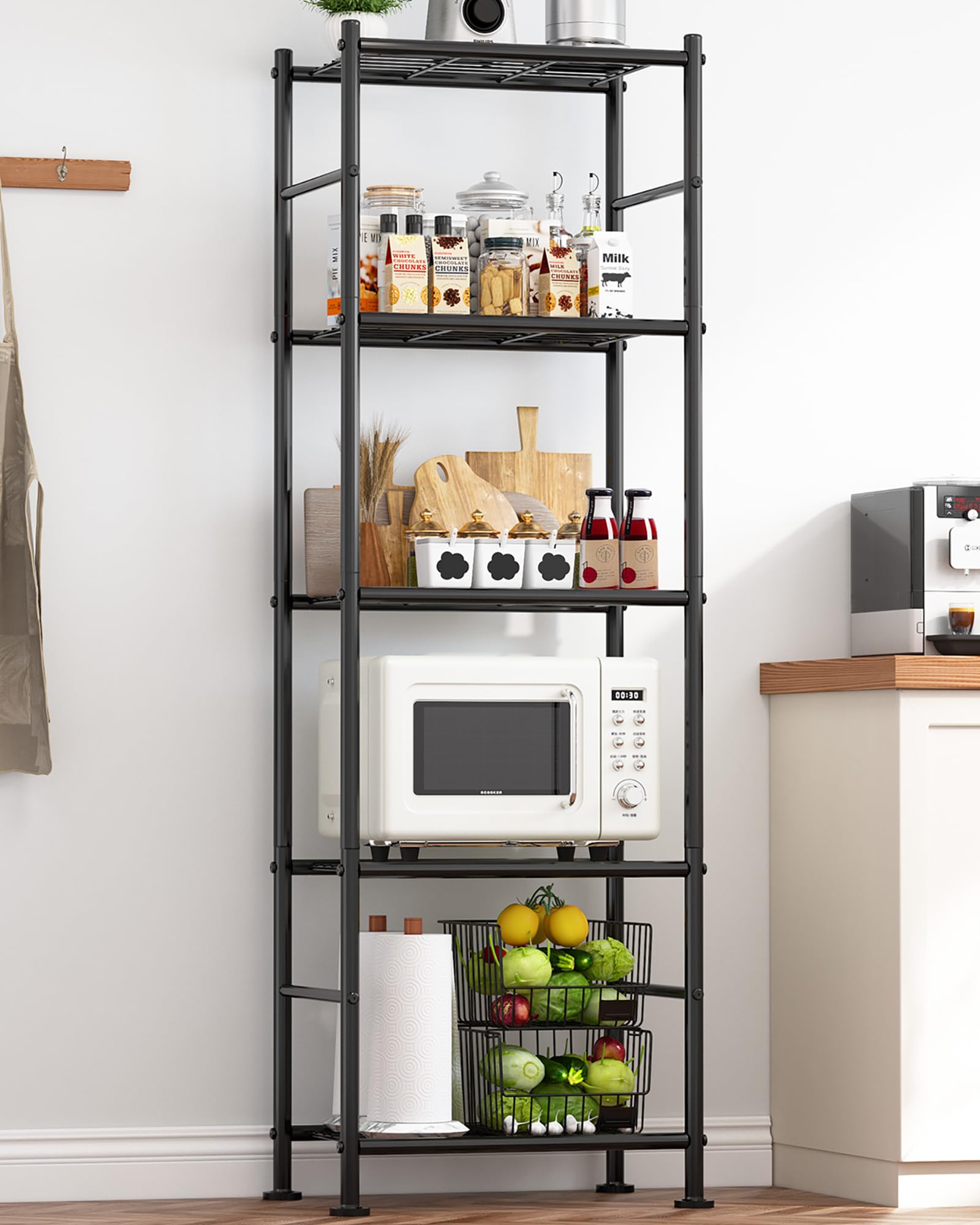 Sakugi Storage Shelves - 5 Tier Shelf Organizer, Heavy Duty Garage Shelving Unit with Leveling Feet, Stable Metal Shelves Organizer for Pantry, Kitchen and Closet, 33.0" W x 12.6" D x 72.0" H, Black