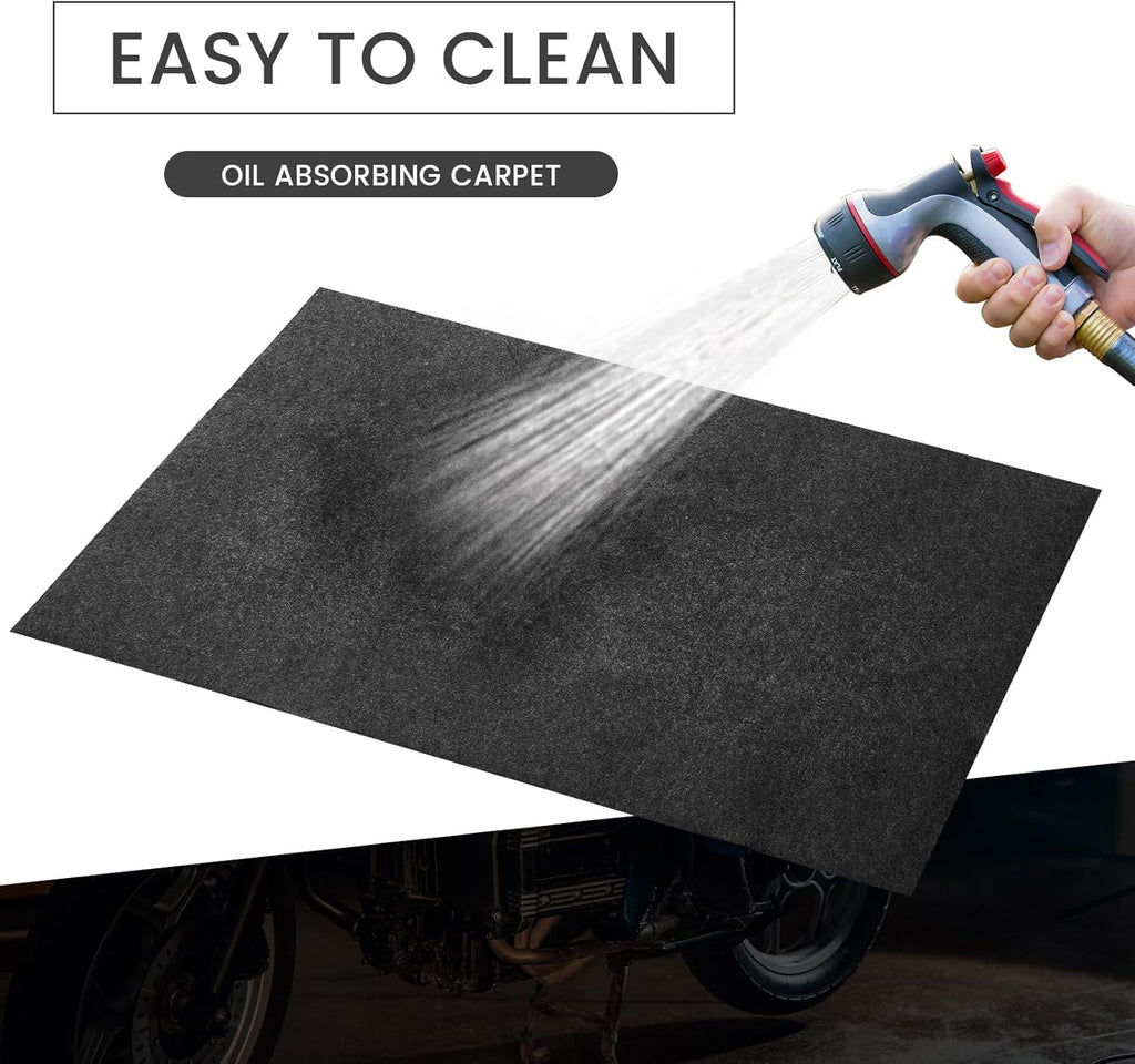 1 Pcs 29 x 36 Inch Garage Floor Mat Oil Spill Mat Oil Absorbent Pads Reusable, Washable, Waterproof Backing Contains Liquids, Protects Garage Floor or Driveway Surface, Black
