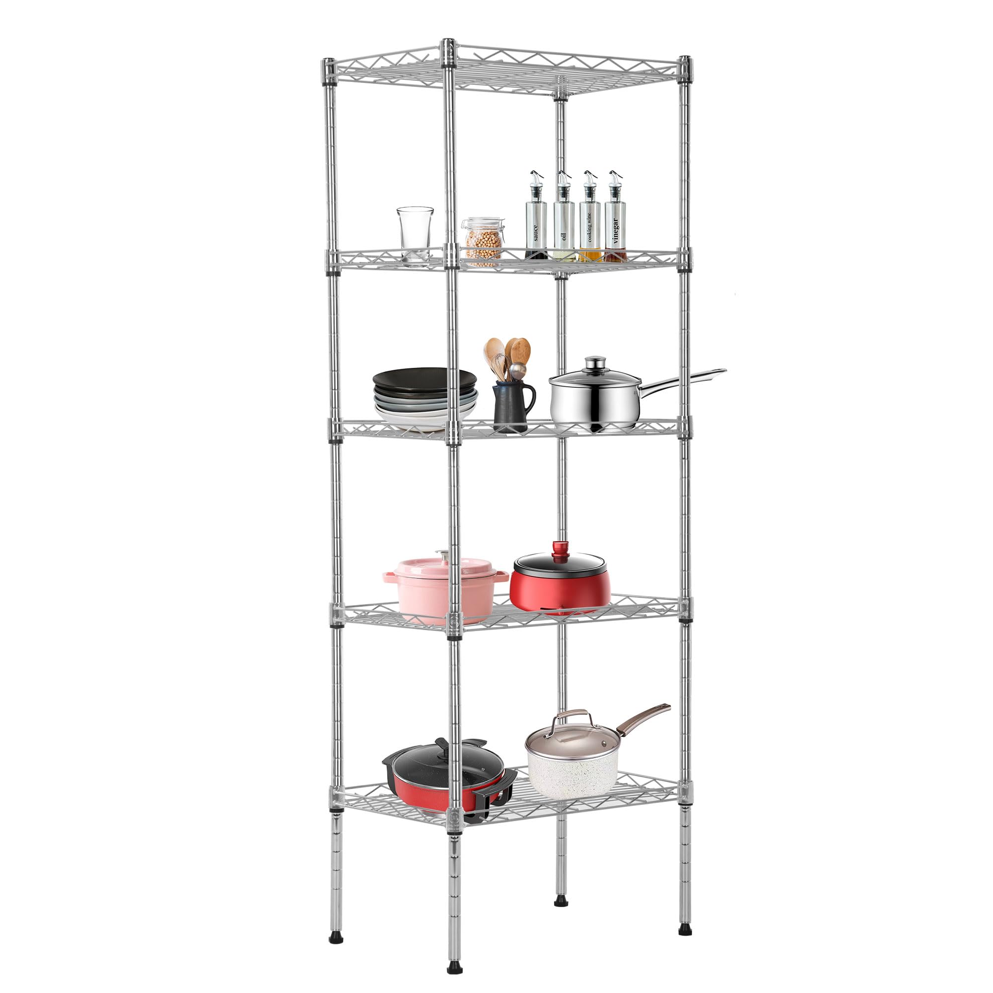 BestOffice | 4-Tier Wire Storage Shelves | 36x14x54 | Chrome | with Adjustable Racks | Heavy-Duty Metal Shelf, Holds Upto 1000 lbs | No-Tool Assembly | Ideal for Home & Garage Shelving