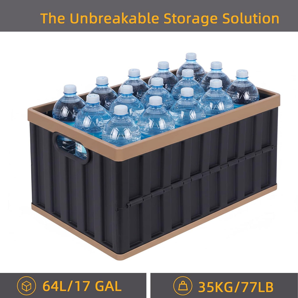 Citylife 64L Collapsible Storage Bins with Lids Plastic Storage Containers for Organizing Stackable Storage Box Large Heavy Duty Utility Crates, 2 Packs