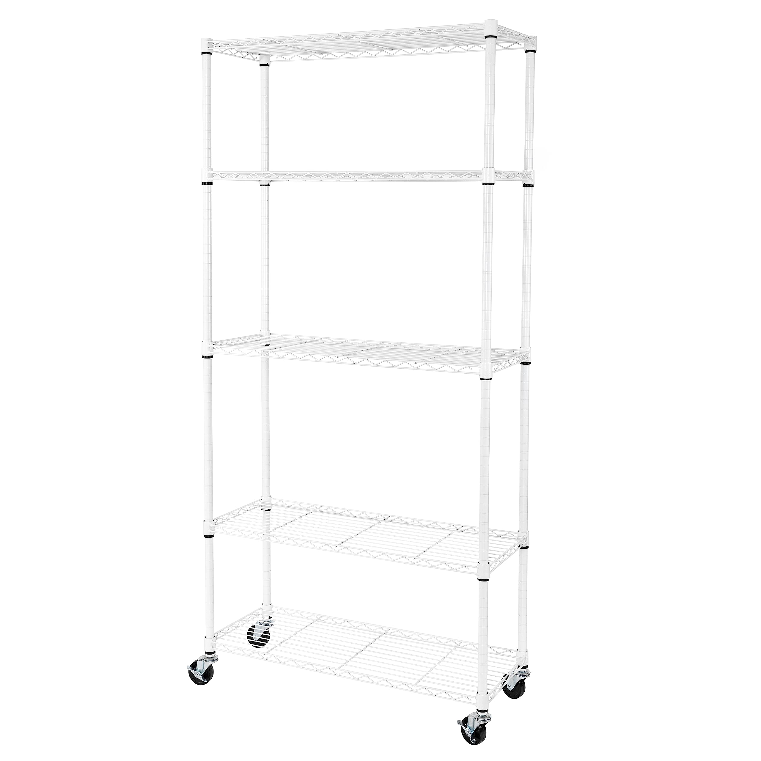Seville Classics UltraDurable Heavy Duty NSF Solid Steel Wire Rack Storage Unit Organizer for Garage, Warehouse, Office, Restaurant, Classroom, Kitchen, 5-Tier Shelving, 48" W x 18" D