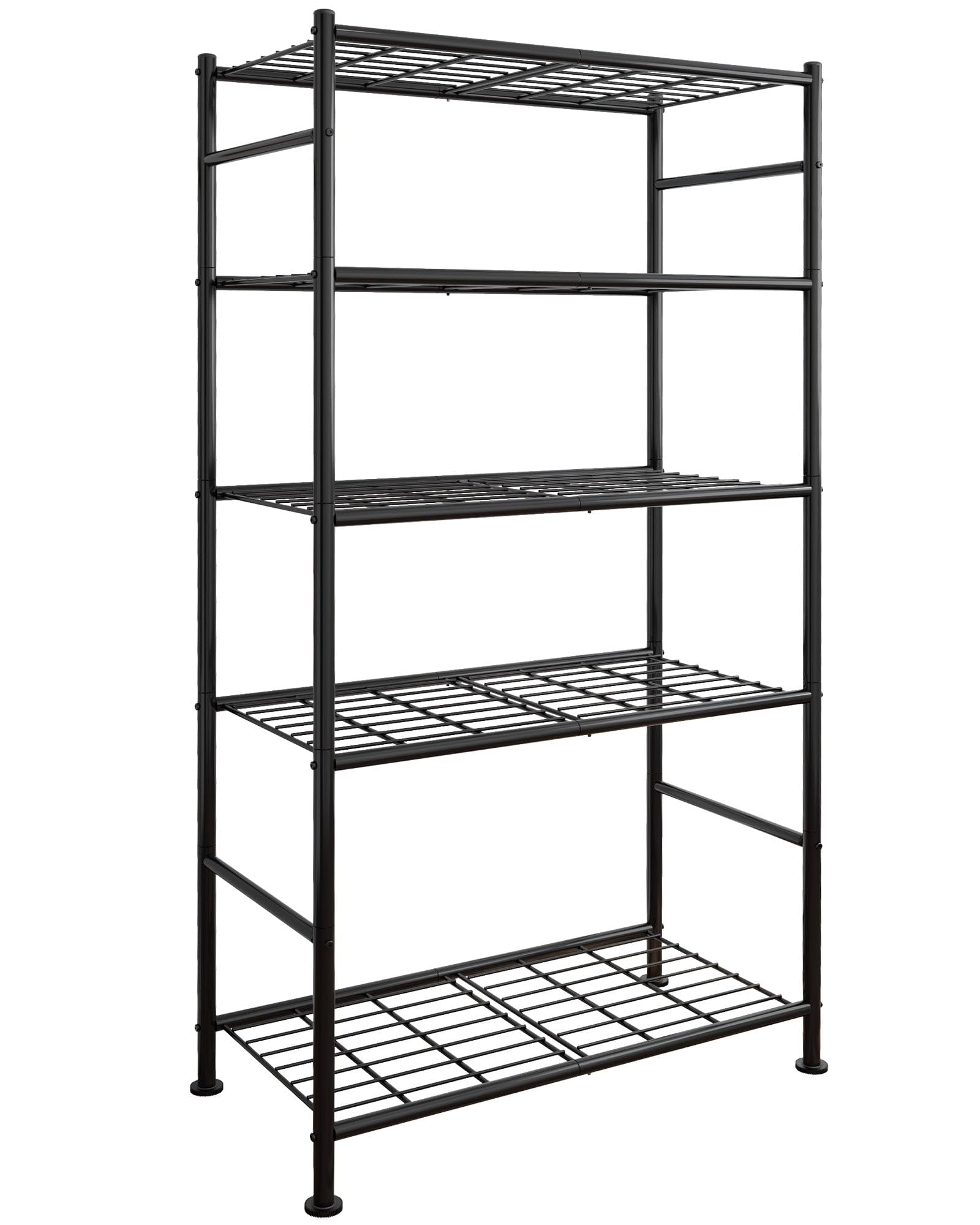 Sakugi Storage Shelves - 5 Tier Shelf Organizer, Heavy Duty Garage Shelving Unit with Leveling Feet, Stable Metal Shelves Organizer for Pantry, Kitchen and Closet, 33.0" W x 12.6" D x 72.0" H, Black