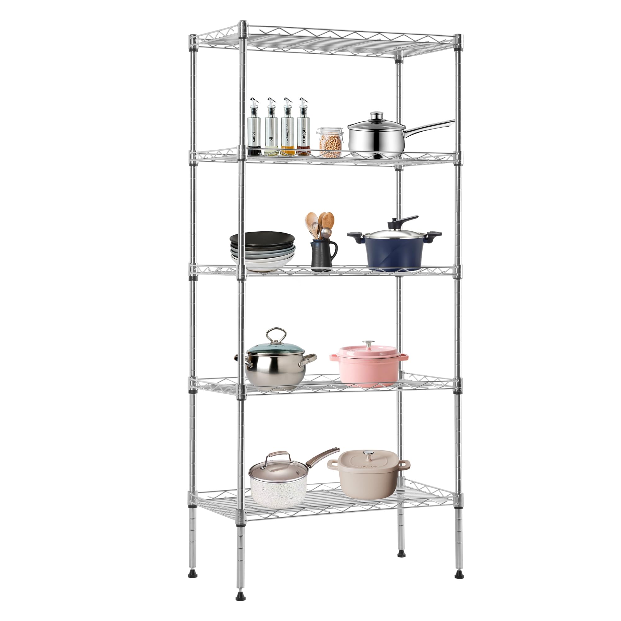 BestOffice | 4-Tier Wire Storage Shelves | 36x14x54 | Black | with Adjustable Racks | Heavy-Duty Metal Shelf, Holds Upto 1000 lbs | No-Tool Assembly | Ideal for Home & Garage Shelving