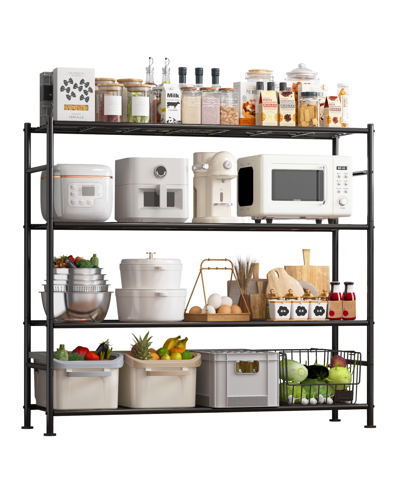 Sakugi Storage Shelves - 5 Tier Shelf Organizer, Heavy Duty Garage Shelving Unit with Leveling Feet, Stable Metal Shelves Organizer for Pantry, Kitchen and Closet, 33.0" W x 12.6" D x 72.0" H, Black