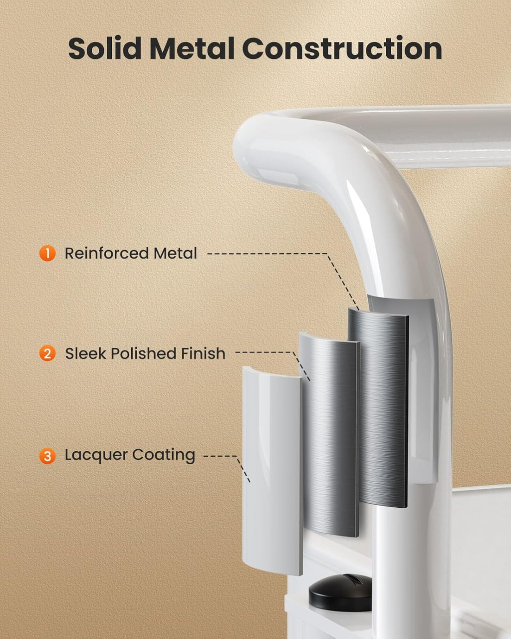 Pipishell 3 Tier Mesh Utility Cart, Rolling Metal Organization Cart with Handle and Lockable Wheels, Multifunctional Storage Shelves for Kitchen Living Room Office White