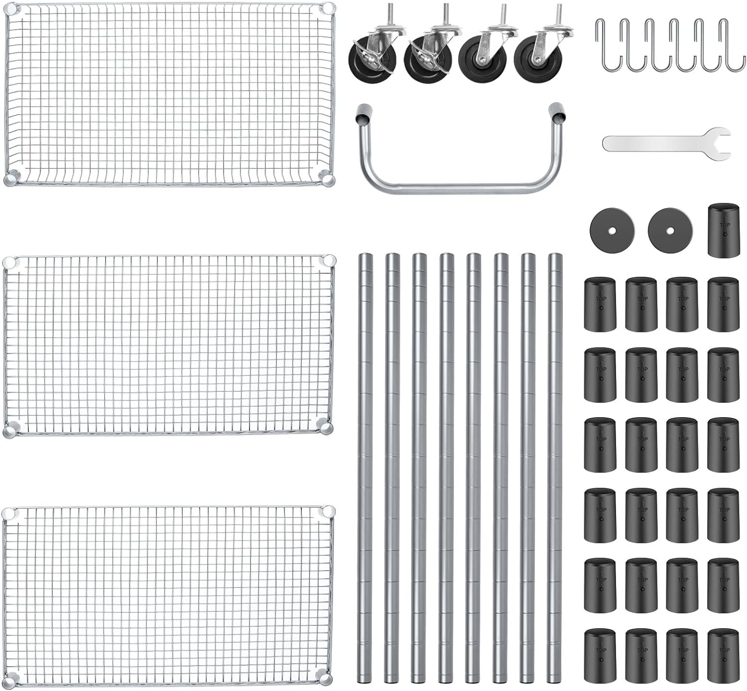 WDT 990Lbs Capacity Heavy Duty Rolling Utility Cart, NSF Rolling Carts with Wheels,Commercial Grade Metal Cart with Handle Bar & Shelf Liner,Trolley Serving Cart for Restaurant,Kitchen,Gray