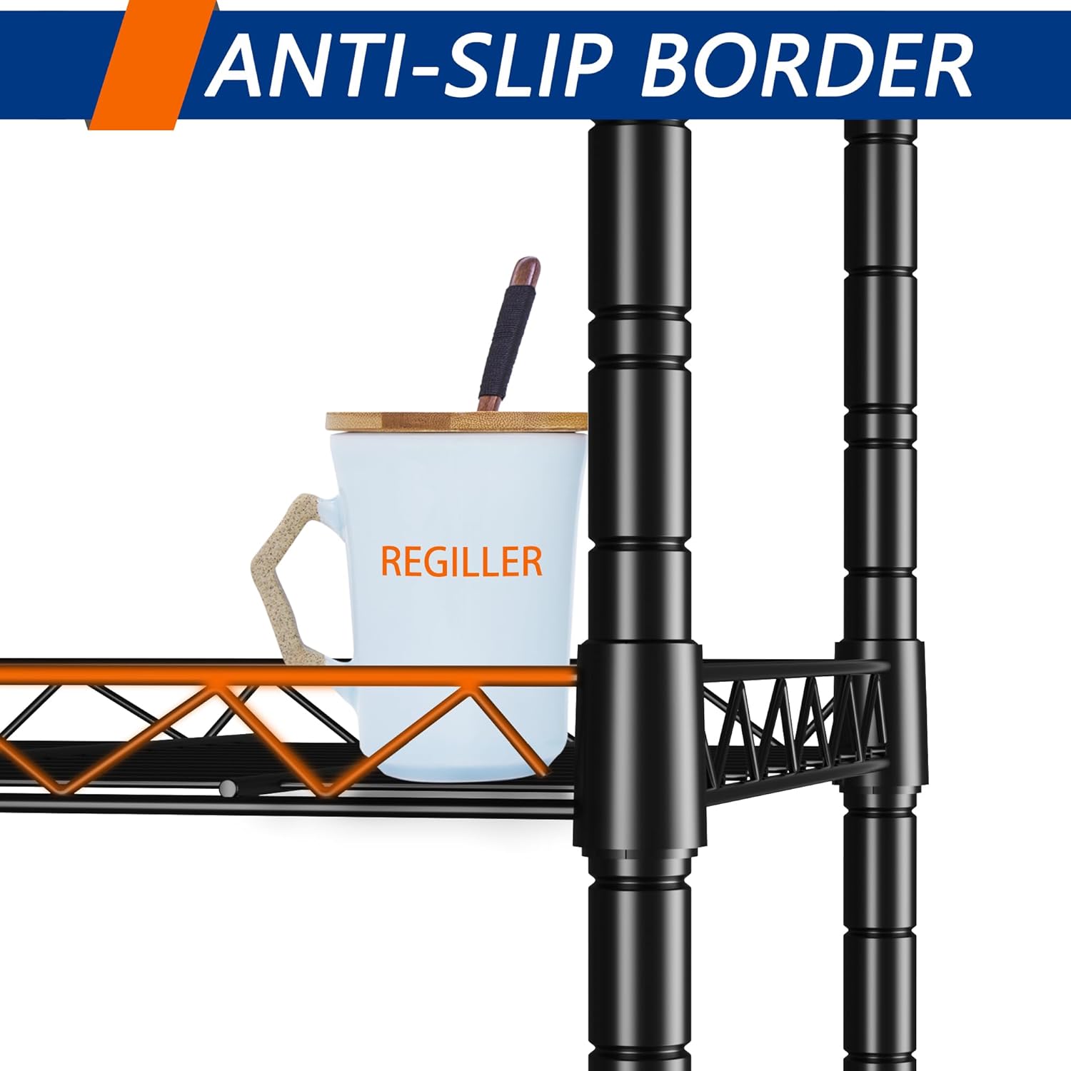 REGILLER 5-Wire Shelving Metal Storage Rack Adjustable Shelves,Standing Storage Shelf Units for Laundry Bathroom Kitchen Pantry Closet(Black,11.8" D x 16.6" W x 53.5" H)