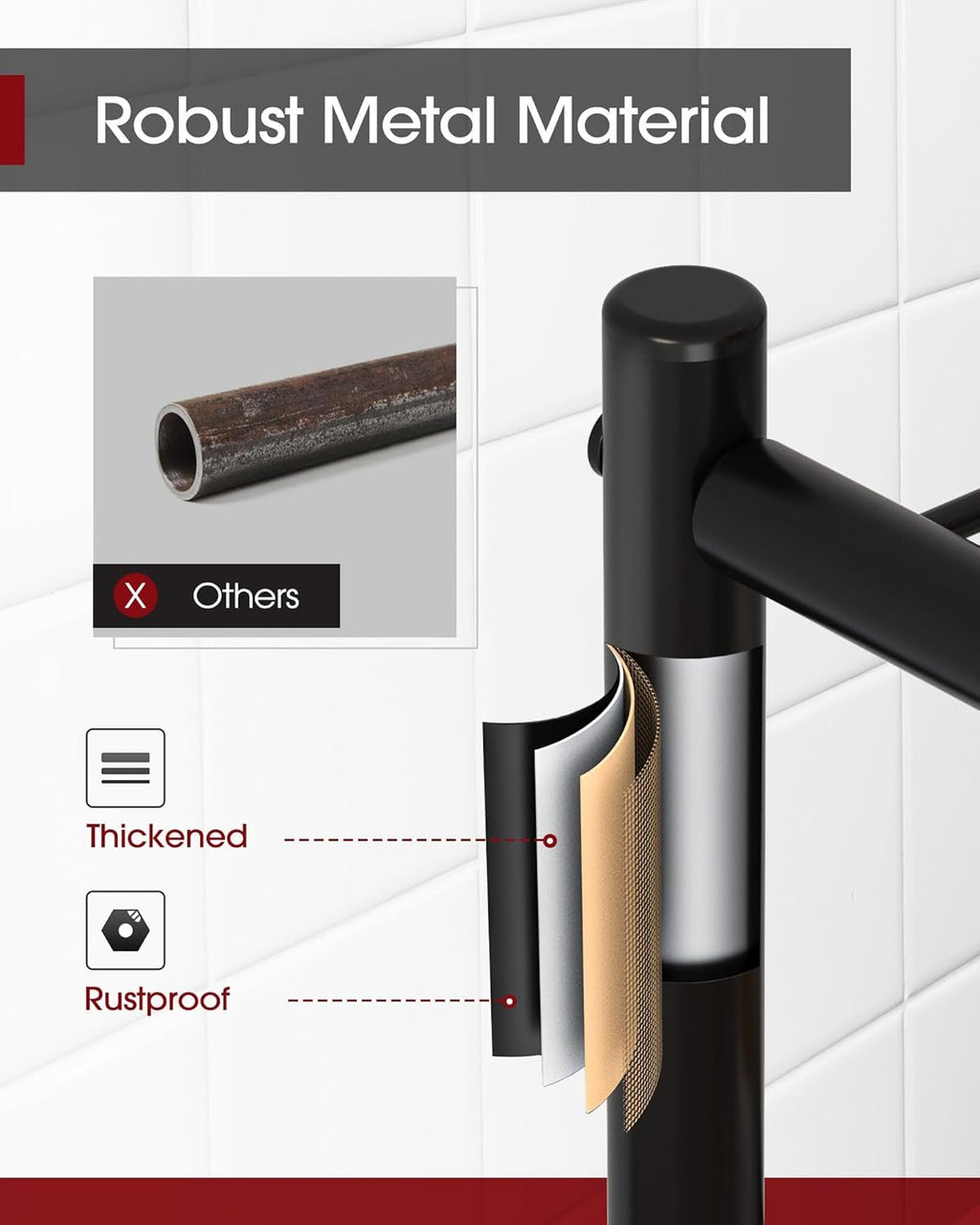 Sakugi Storage Shelves - 5 Tier Shelf Organizer, Heavy Duty Garage Shelving Unit with Leveling Feet, Stable Metal Shelves Organizer for Pantry, Kitchen and Closet, 33.0" W x 12.6" D x 72.0" H, Black