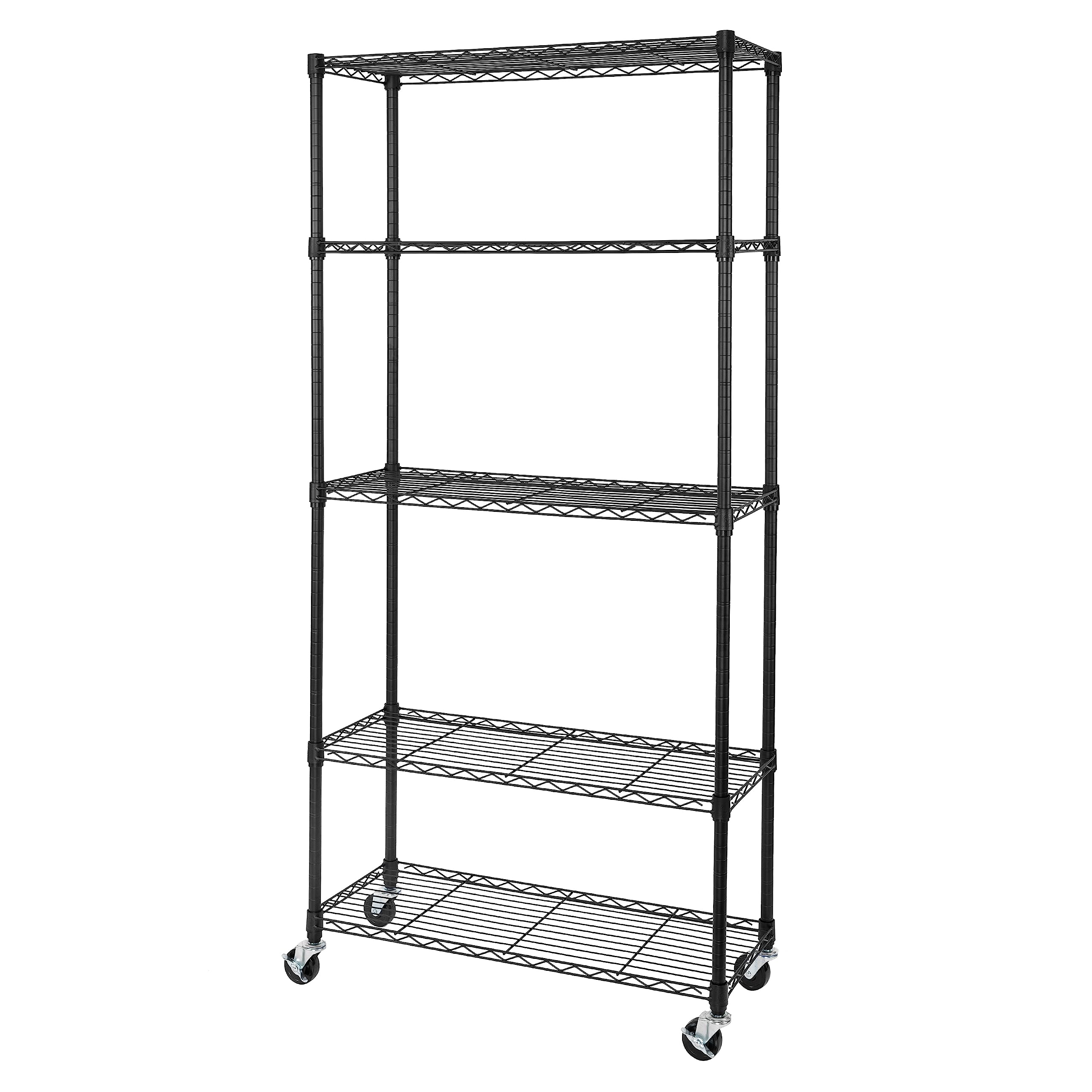 Seville Classics UltraDurable Heavy Duty NSF Solid Steel Wire Rack Storage Unit Organizer for Garage, Warehouse, Office, Restaurant, Classroom, Kitchen, 5-Tier Shelving, 48" W x 18" D