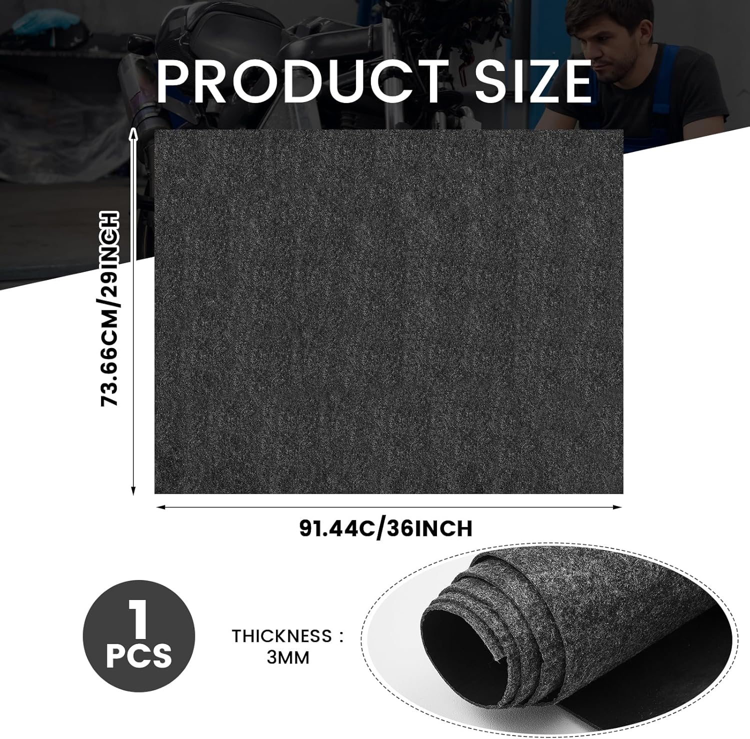 1 Pcs 29 x 36 Inch Garage Floor Mat Oil Spill Mat Oil Absorbent Pads Reusable, Washable, Waterproof Backing Contains Liquids, Protects Garage Floor or Driveway Surface, Black