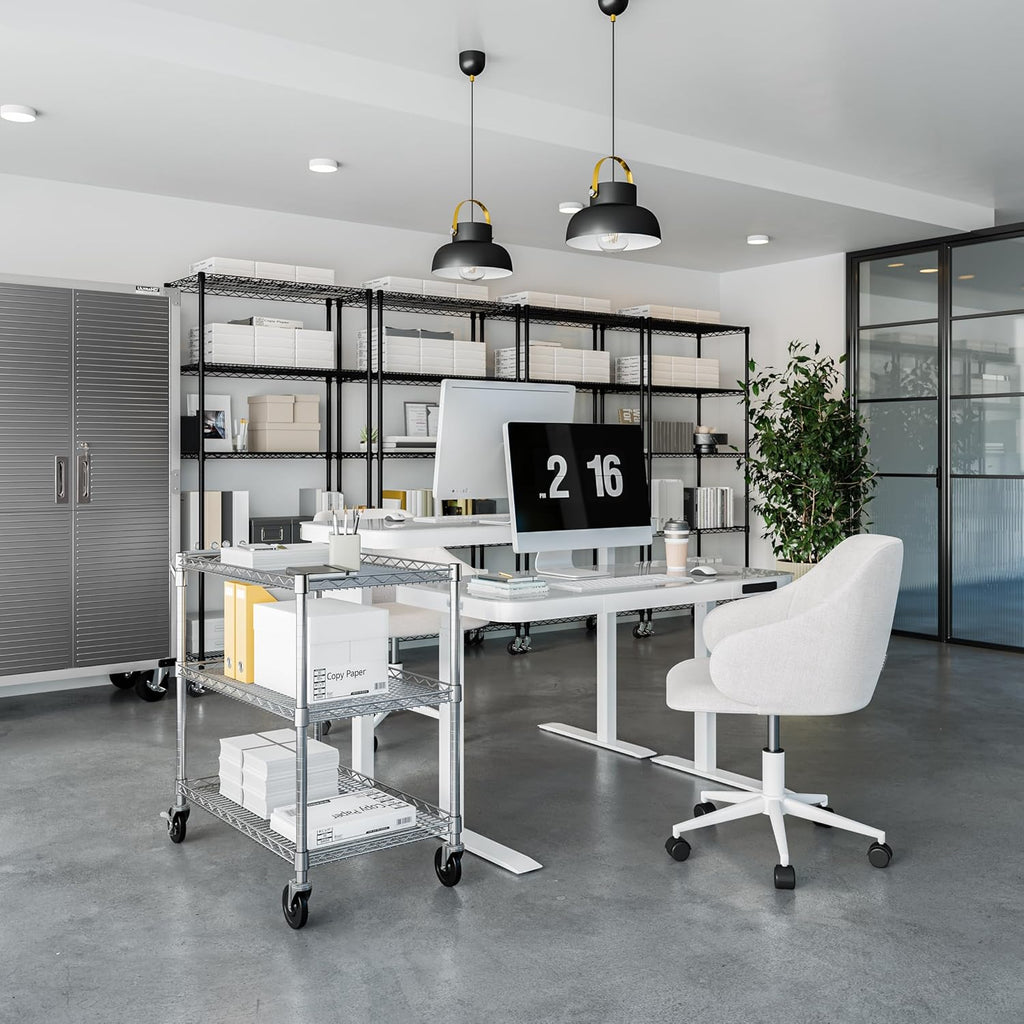 Seville Classics UltraDurable NSF Commercial Heavy Duty Metal Rolling Utility Cart, w/ Steel Shelves, Handle Bar for Restaurant, Garage, Warehouse, Kitchen, Office, Top Shelf (36"W x 18"D)