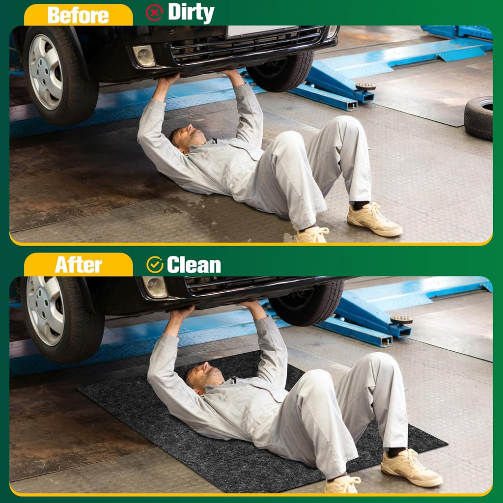 ToLanbbt 2 Pack Garage Floor Mat 60" x 36" - Oil Spill Mat for Under Car Driveway Oil Drip Pad with 8P Tapes, Waterproof Backing, Leak Absorbent, Reusable, Washable, Protect Garage Floor (Dark Gray)