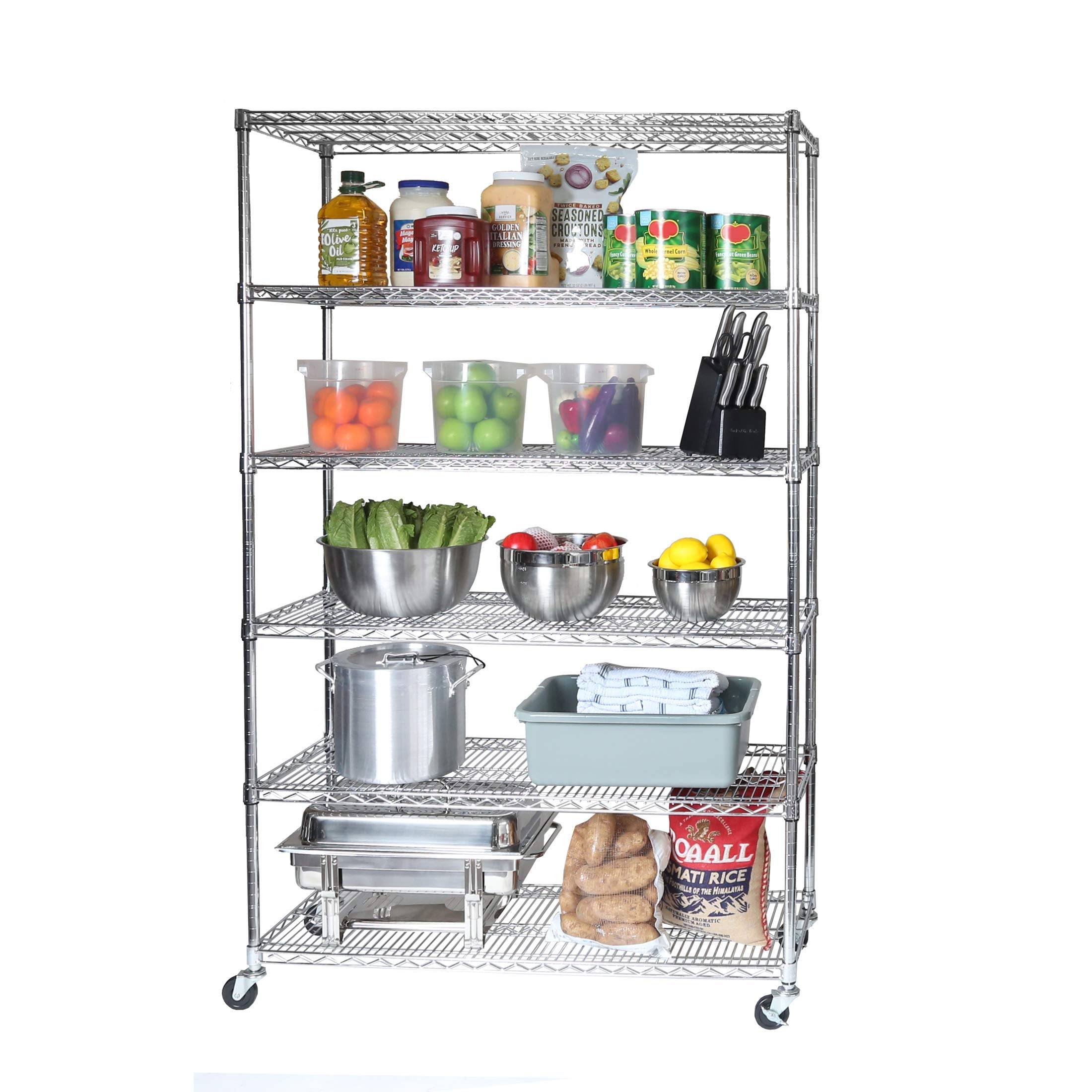 Seville Classics UltraDurable Heavy Duty NSF Solid Steel Wire Rack Storage Unit, Organizer for Garage, Warehouse, Office, Restaurant, Classroom, Kitchen, Steel, 5-Tier Shelving, 36" W x 18" D
