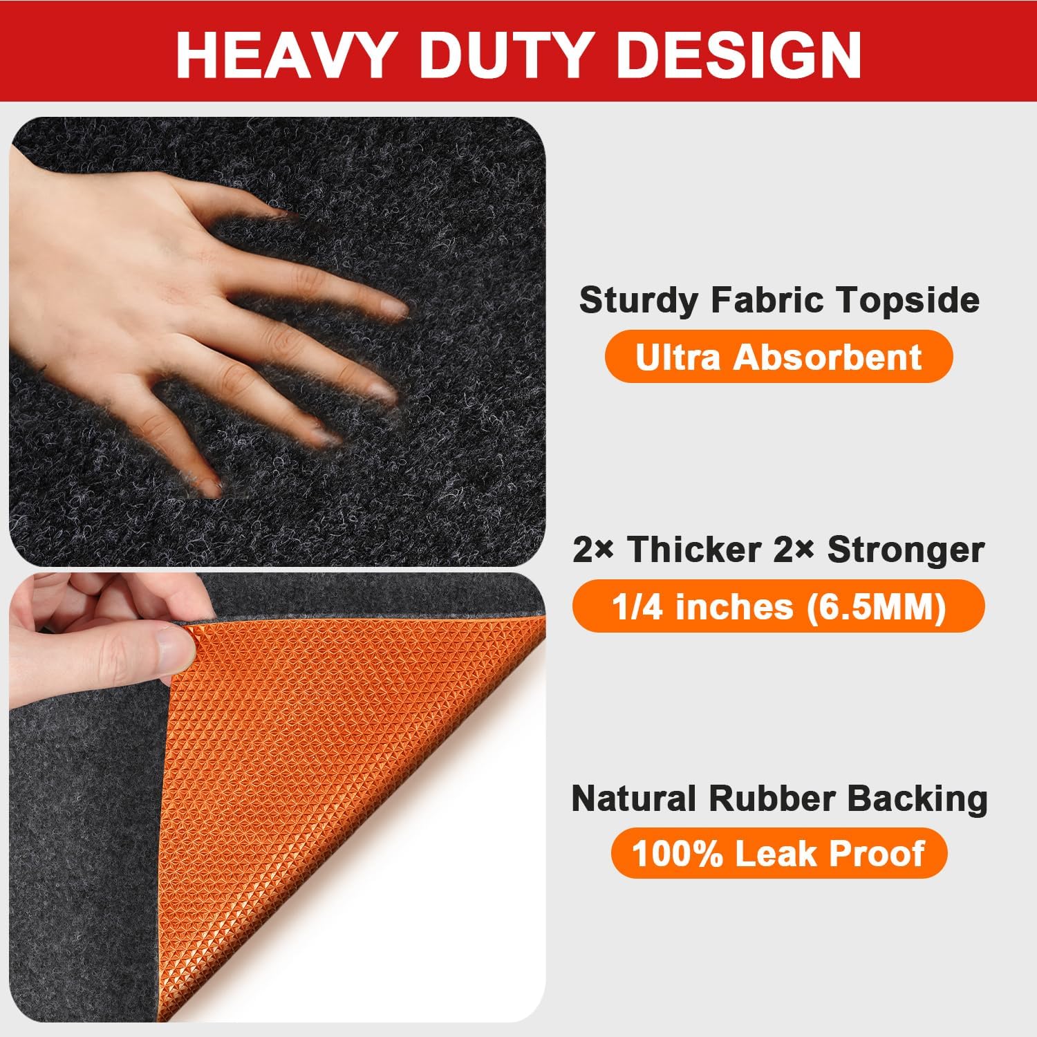 Golener Oil Spill Mat - 64”x32” Garage Floor Mat for Under Car, Rubber Floor Mats, Absorbent Oil Mat, Protect Floor from Spills & Stains, Waterproof, Reusable, Washable, Durable, Heavy Duty, Black