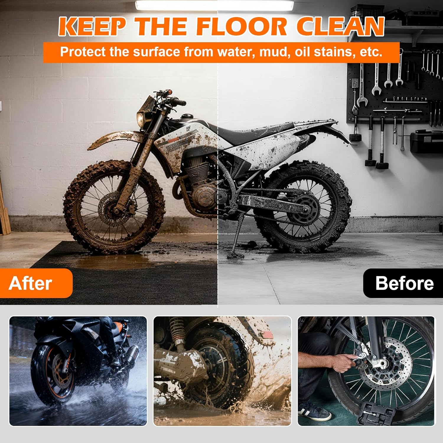 Grefinity Oil Spill Mat, 36" x 60" Oil Mat for Driveway, Under Car Pad for Garage Floor, Protects Against Oil, Chemicals & Stains with TPE Anti-Leak Backing, Reusable & Washable