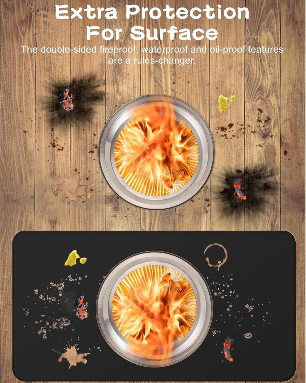 Falezern Large 70 X 48 Inches Under Grill Mat for Outdoor Grill Deck Protector, Double-Sided Fireproof Mat for Under Fire Pit, Waterproof, Oil-Proof and Non-Slip BBQ Grill Floor Mat