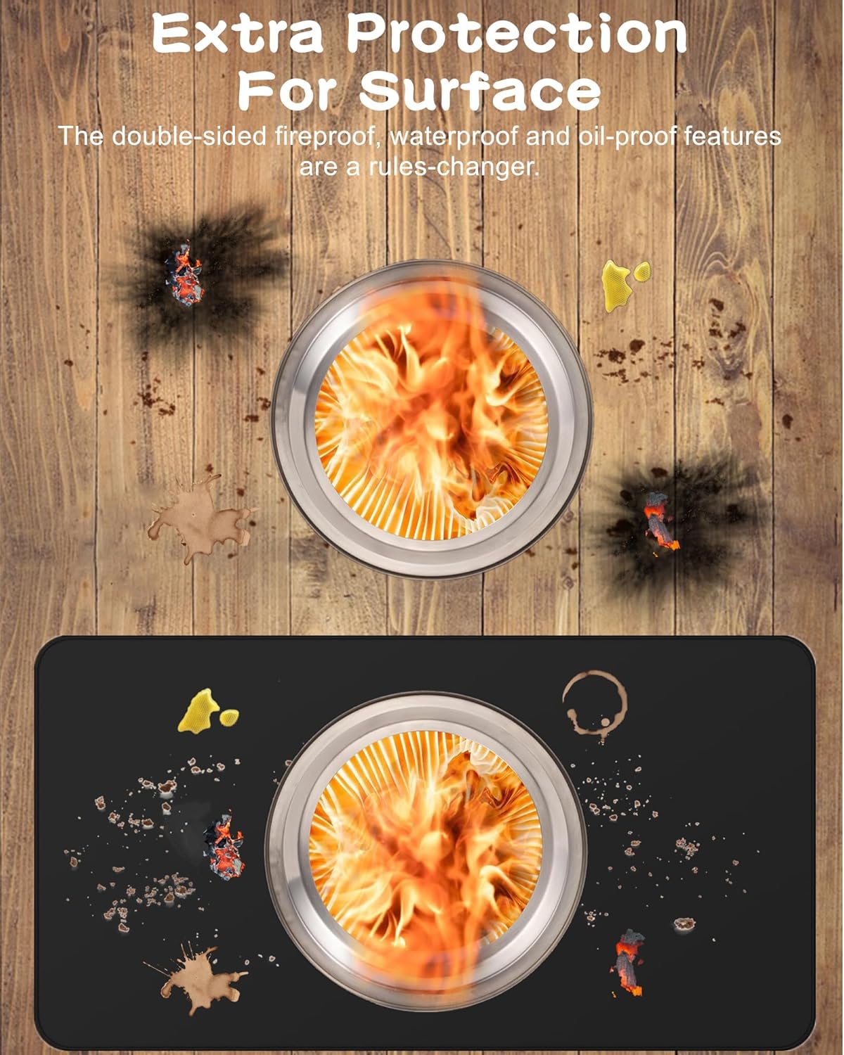 Falezern Large 70 X 48 Inches Under Grill Mat for Outdoor Grill Deck Protector, Double-Sided Fireproof Mat for Under Fire Pit, Waterproof, Oil-Proof and Non-Slip BBQ Grill Floor Mat