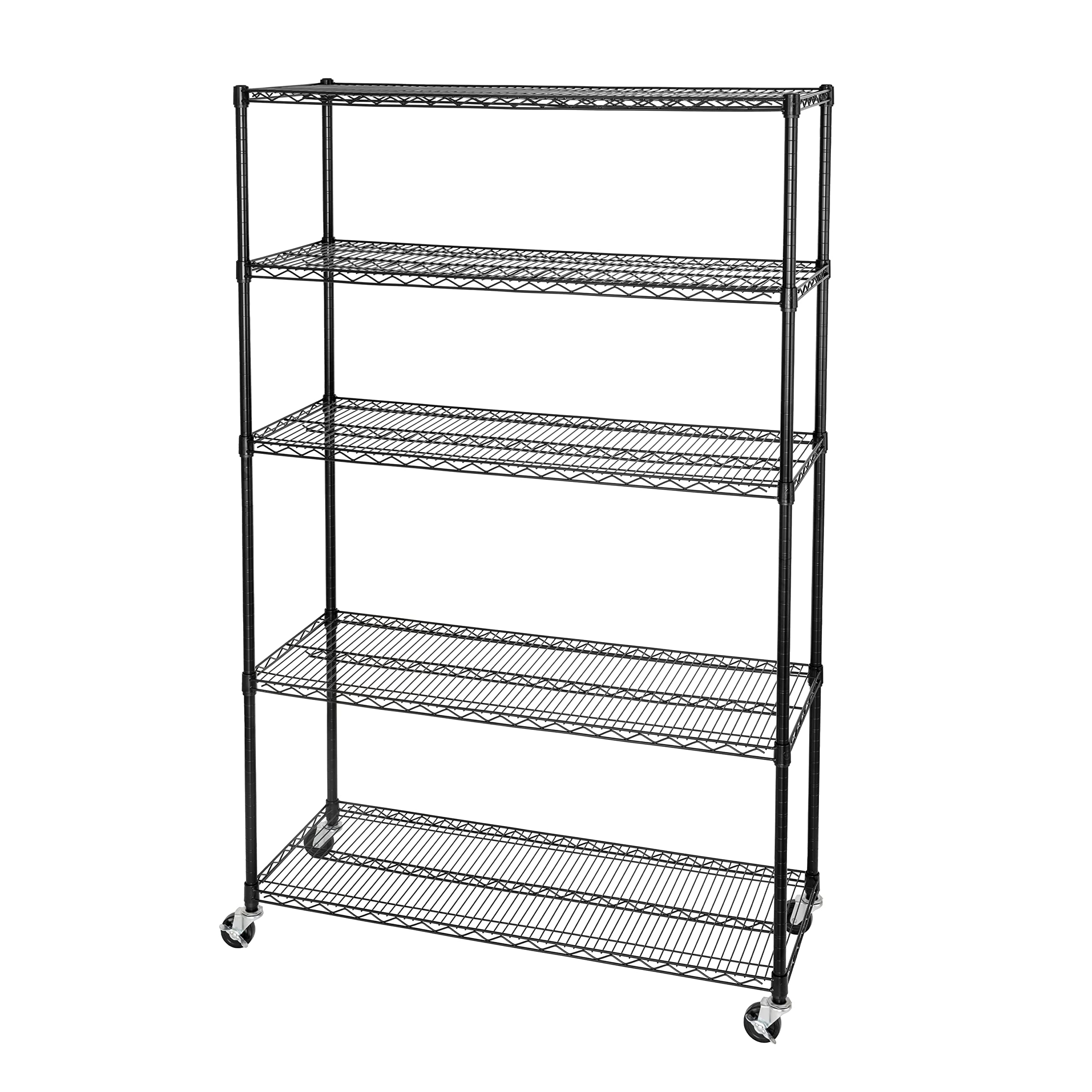 Seville Classics UltraDurable Heavy Duty NSF Solid Steel Wire Rack Storage Unit Organizer for Garage, Warehouse, Office, Restaurant, Classroom, Kitchen, 5-Tier Shelving, 48" W x 18" D