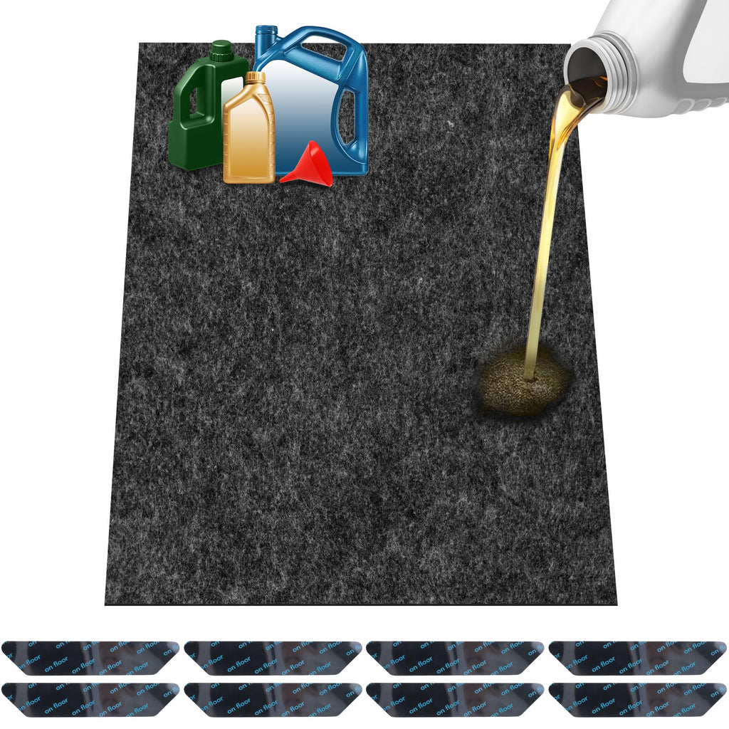 ToLanbbt 2 Pack Garage Floor Mat 60" x 36" - Oil Spill Mat for Under Car Driveway Oil Drip Pad with 8P Tapes, Waterproof Backing, Leak Absorbent, Reusable, Washable, Protect Garage Floor (Dark Gray)