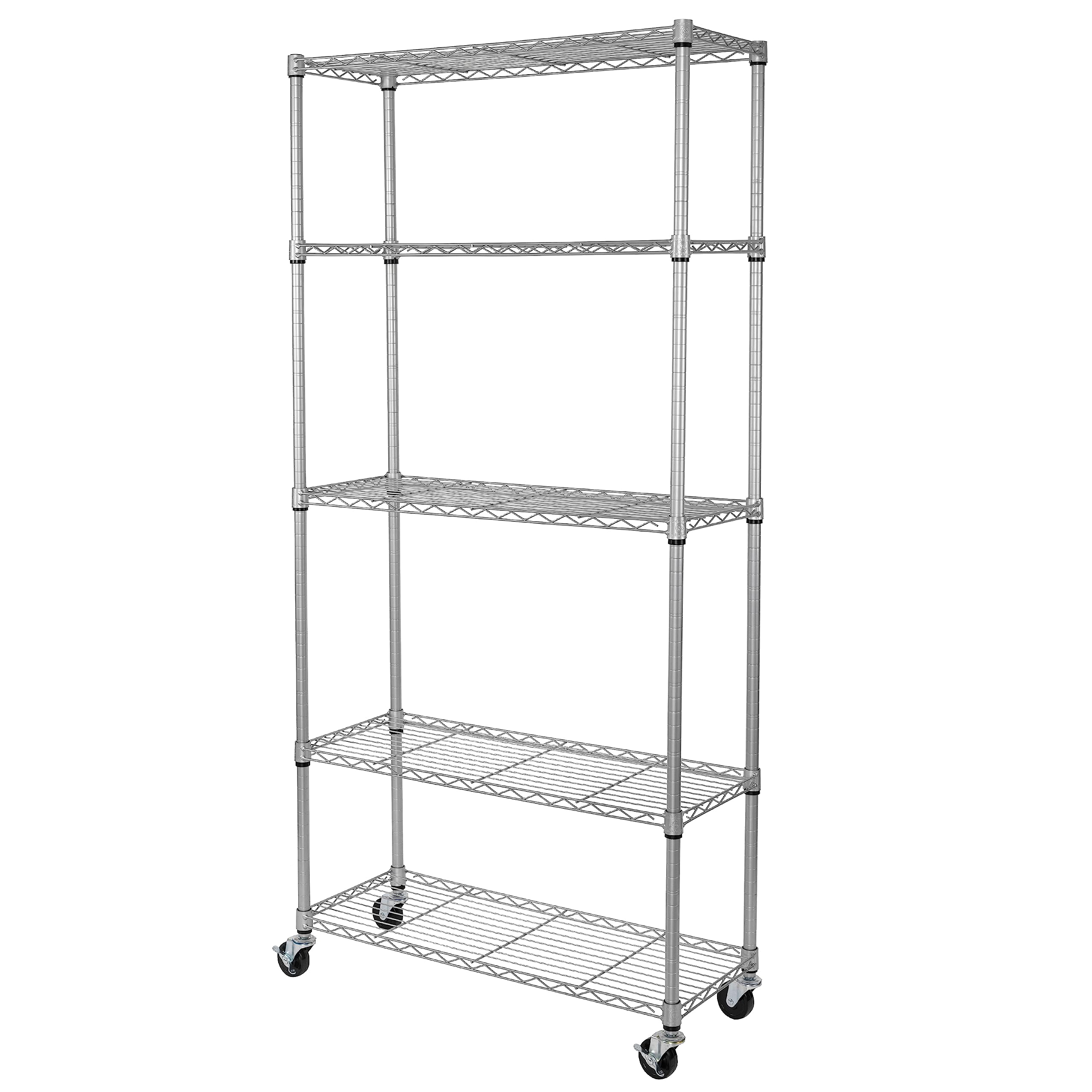 Seville Classics UltraDurable Heavy Duty NSF Solid Steel Wire Rack Storage Unit, Organizer for Garage, Warehouse, Office, Restaurant, Classroom, Kitchen, Steel, 5-Tier Shelving, 36" W x 18" D
