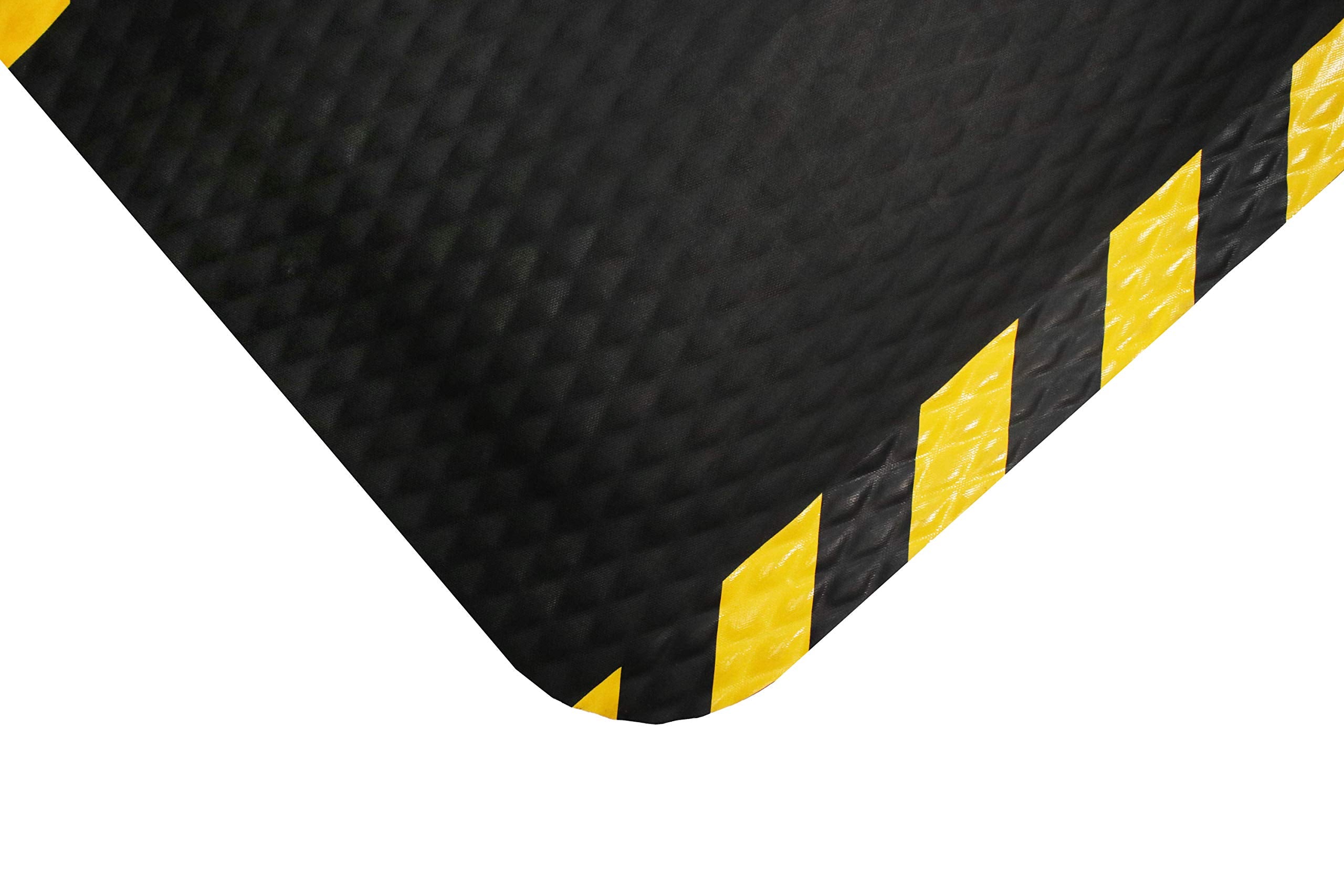 M+A Matting Hog Heaven Industrial-Grade Anti-Fatigue Mat | OSHA Yellow Striped Border | Welding Safe, Slip Resistant, Grease/Oil Proof, Ergonomic 7/8-inch Mat (Black, 2' x 3')