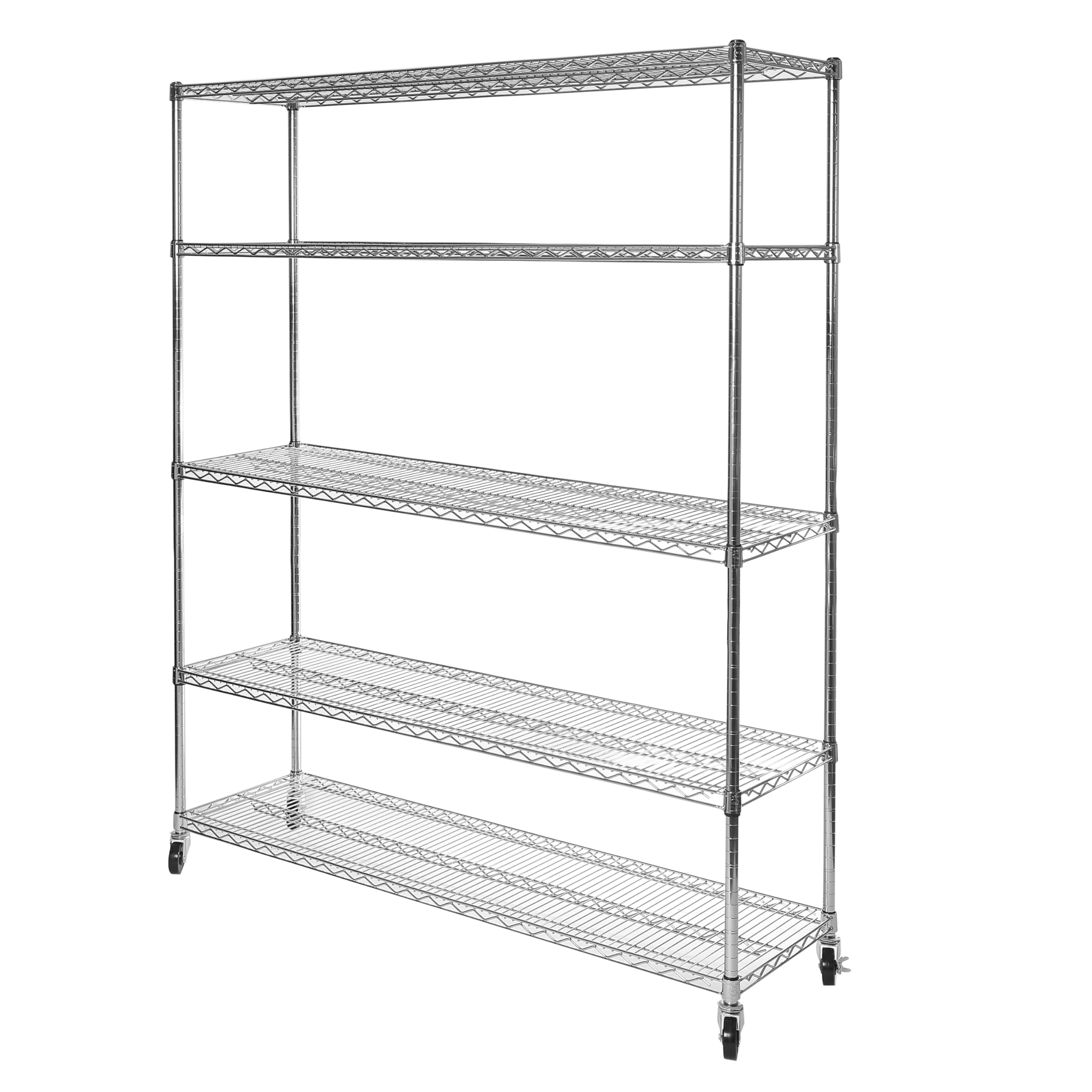 Seville Classics UltraDurable Heavy Duty NSF Solid Steel Wire Rack Storage Unit Organizer for Garage, Warehouse, Office, Restaurant, Classroom, Kitchen, 5-Tier Shelving, 48" W x 18" D