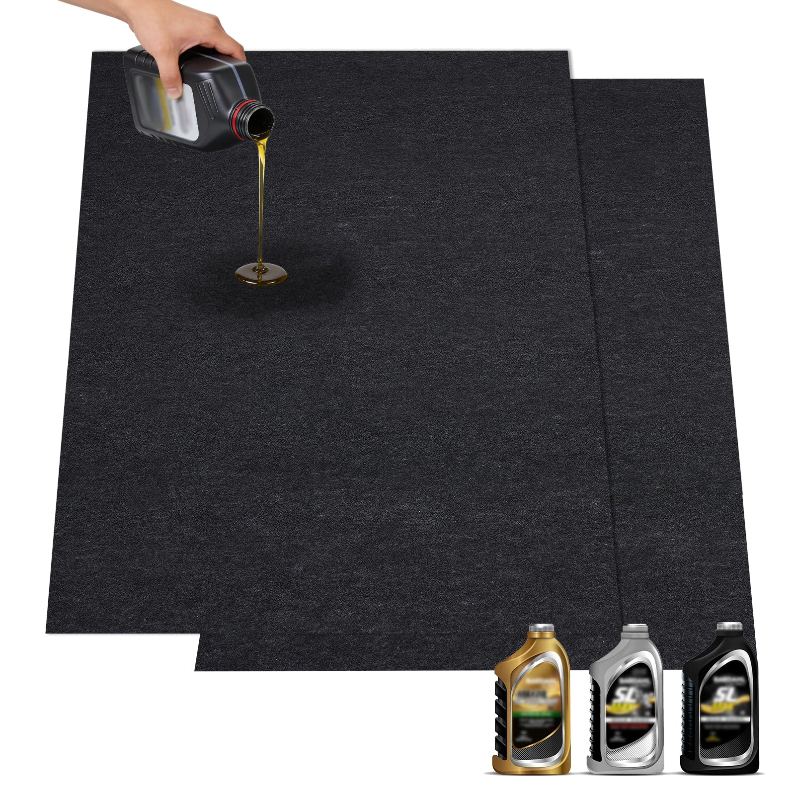 Grefinity Oil Spill Mat, 36" x 60" Oil Mat for Driveway, Under Car Pad for Garage Floor, Protects Against Oil, Chemicals & Stains with TPE Anti-Leak Backing, Reusable & Washable