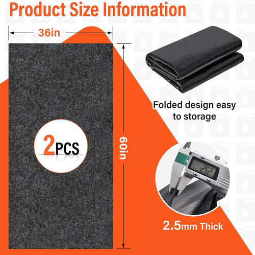 2 Pack 36 x 60 Inch Premium Oil Spill Mat,Garage Floor Mat for Under Car,Highly Absorbent Maintenance Mat Protect Your Floor from Oil Drips, Spills, Splashes and Stains