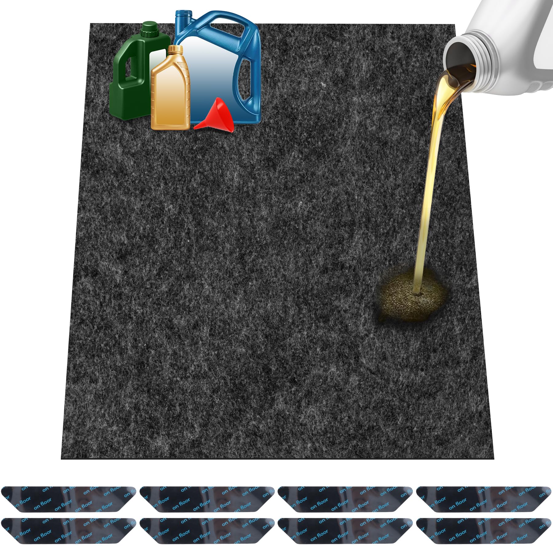 ToLanbbt 2 Pack Garage Floor Mat 60" x 36" - Oil Spill Mat for Under Car Driveway Oil Drip Pad with 8P Tapes, Waterproof Backing, Leak Absorbent, Reusable, Washable, Protect Garage Floor (Dark Gray)