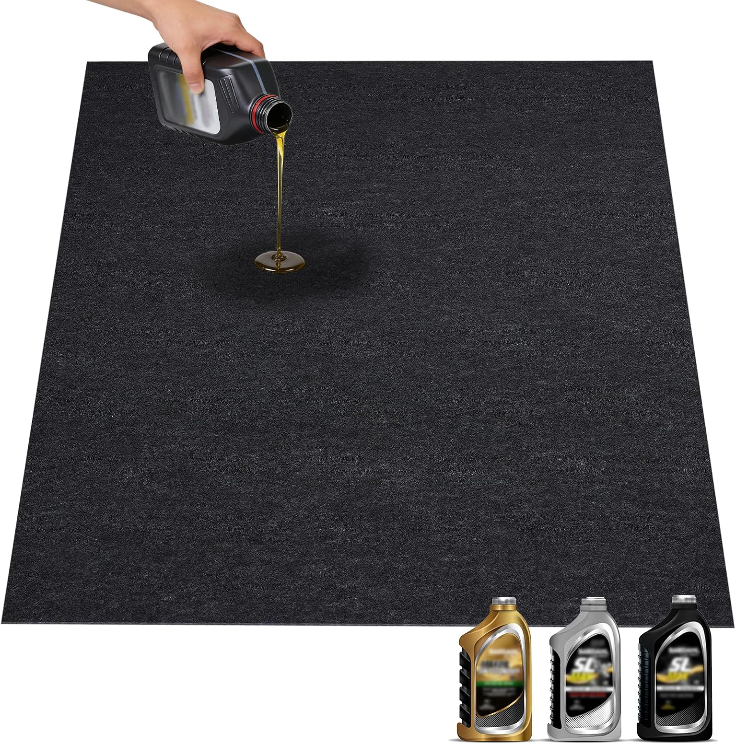 Grefinity Oil Spill Mat, 36" x 60" Oil Mat for Driveway, Under Car Pad for Garage Floor, Protects Against Oil, Chemicals & Stains with TPE Anti-Leak Backing, Reusable & Washable