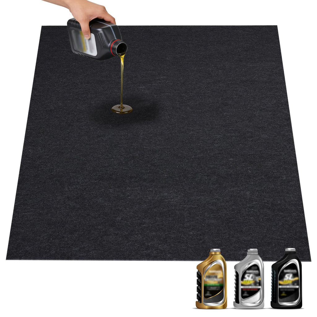 Grefinity Oil Spill Mat, 36" x 60" Oil Mat for Driveway, Under Car Pad for Garage Floor, Protects Against Oil, Chemicals & Stains with TPE Anti-Leak Backing, Reusable & Washable