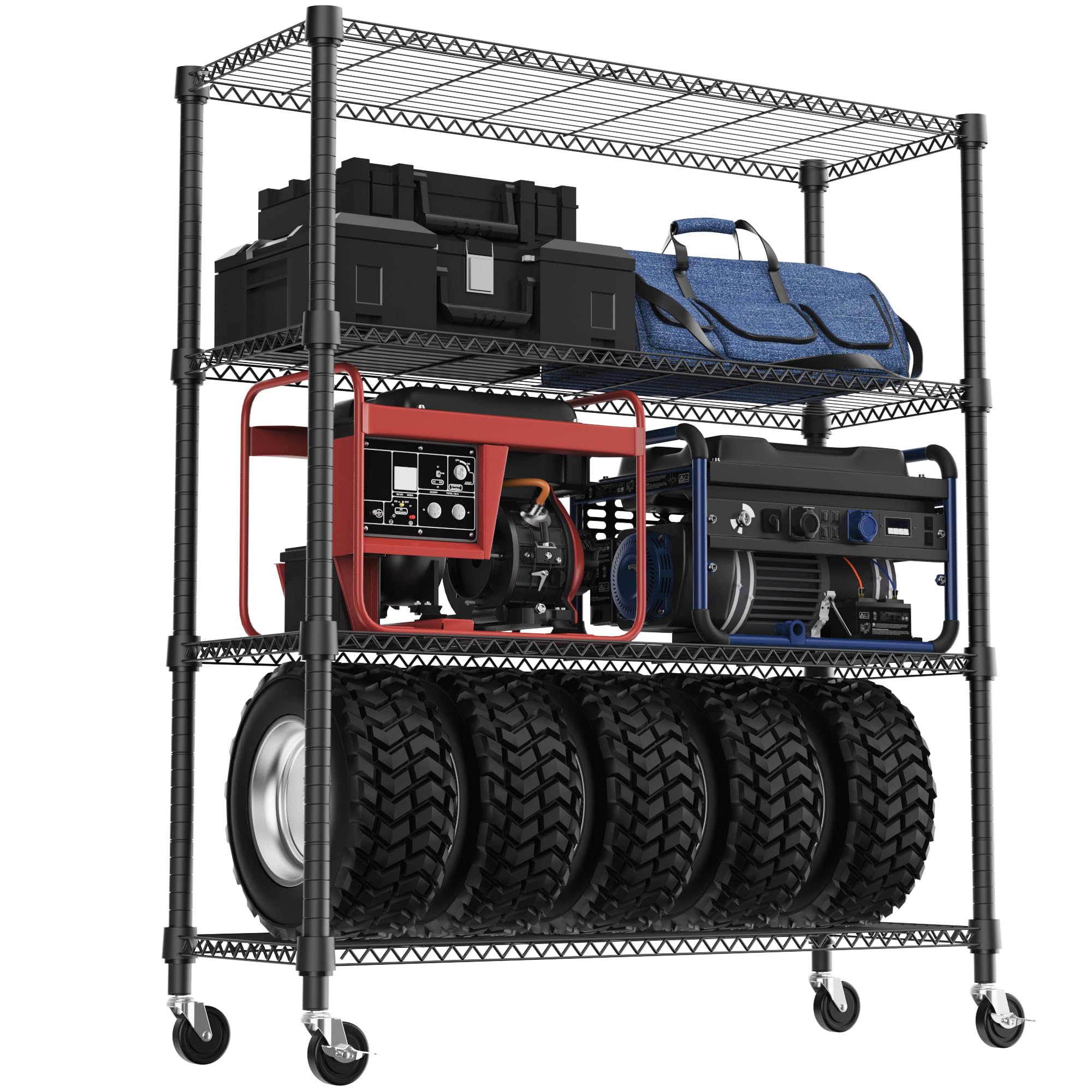 M MZG 5-Shelf Storage Shelves,Wire Shelving Heavy Duty Metal Storage Shelving Unit Adjustable Garage Shelving Rack Pantry Kitchen (Chrome, 4 Tier,15.8" D x 45.3" W x 59.4" H)