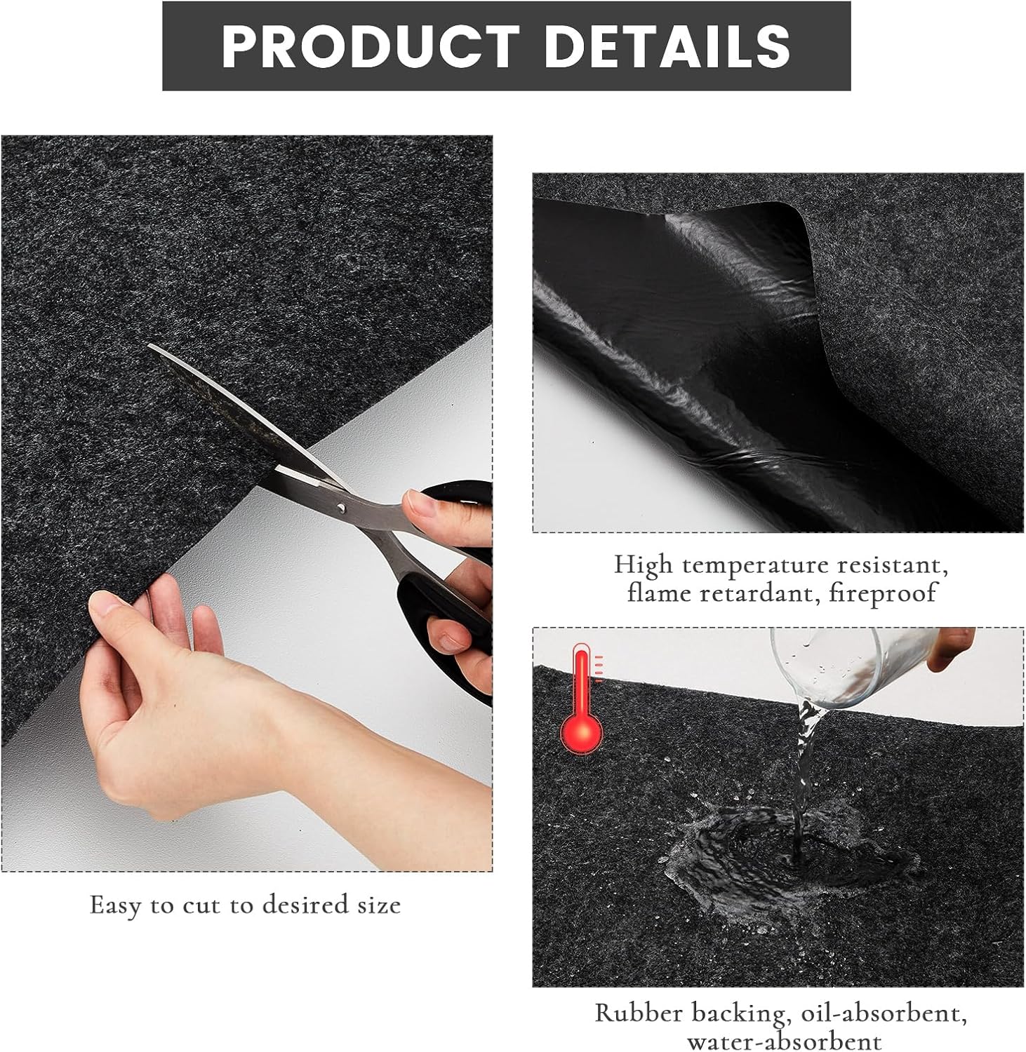 1 Pcs 29 x 36 Inch Garage Floor Mat Oil Spill Mat Oil Absorbent Pads Reusable, Washable, Waterproof Backing Contains Liquids, Protects Garage Floor or Driveway Surface, Black