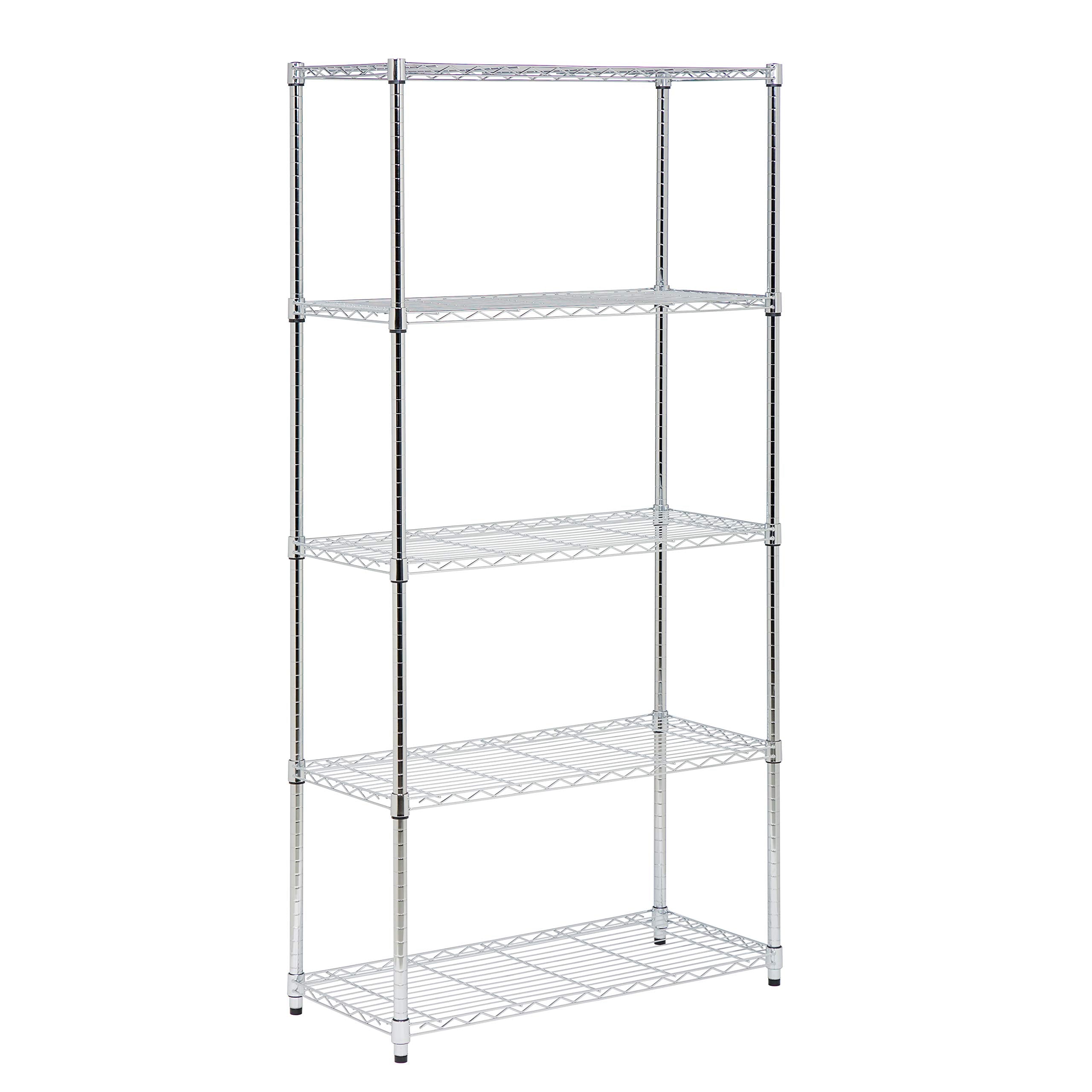 Honey-Can-Do 5-Tier Adjustable Shelving Unit, Chrome SHF-09685 Chrome, 1750lbs (350-lb Weight Capacity Per Shelf)