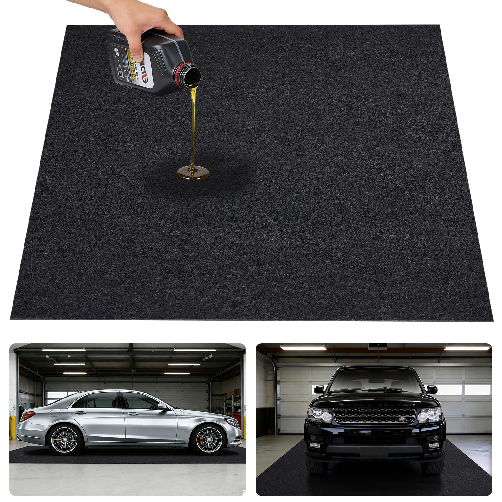Grefinity Oil Spill Mat, 36" x 60" Oil Mat for Driveway, Under Car Pad for Garage Floor, Protects Against Oil, Chemicals & Stains with TPE Anti-Leak Backing, Reusable & Washable