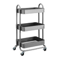 Amazon Basics 3-Tier Rolling Utility Cart, Storage Organizer, Lockable Wheels, Multifunctional Storage, Portable Mobile Shelving Unit, White