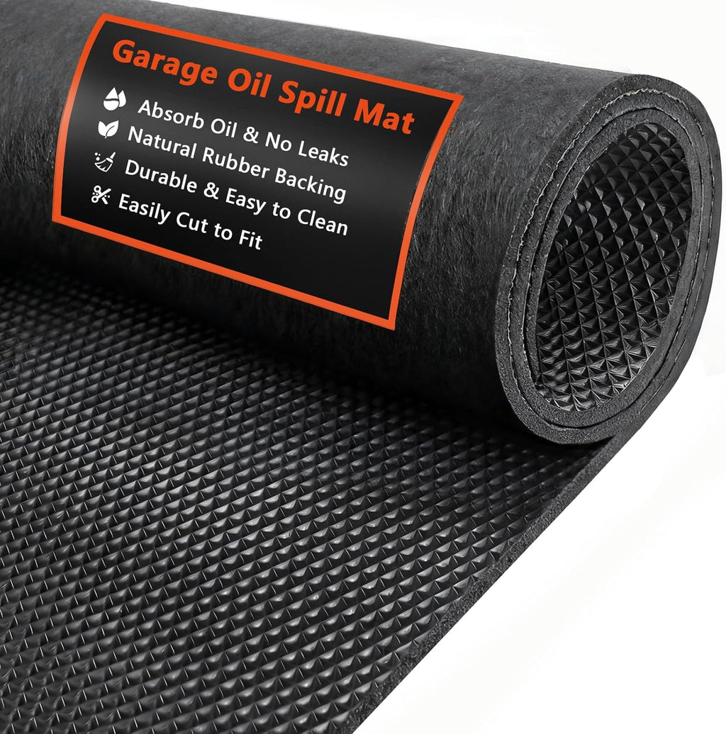 AiBOB Oil Spill Mat, 36 X 60 inches, Garage Floor Mat Under Car, Waterproof Backing Absorbent Pad Protects Floor, Durable, Reusable, Black