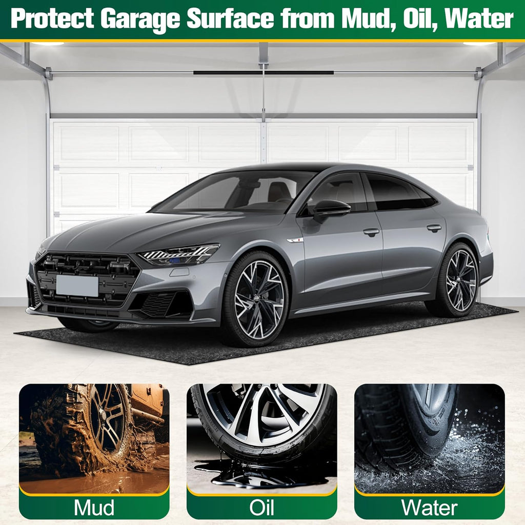 ToLanbbt 2 Pack Garage Floor Mat 60" x 36" - Oil Spill Mat for Under Car Driveway Oil Drip Pad with 8P Tapes, Waterproof Backing, Leak Absorbent, Reusable, Washable, Protect Garage Floor (Dark Gray)