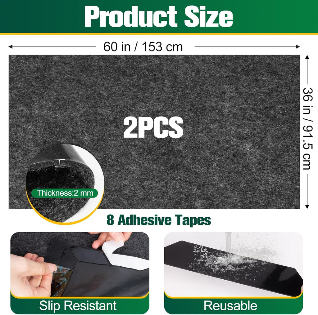 ToLanbbt 2 Pack Garage Floor Mat 60" x 36" - Oil Spill Mat for Under Car Driveway Oil Drip Pad with 8P Tapes, Waterproof Backing, Leak Absorbent, Reusable, Washable, Protect Garage Floor (Dark Gray)