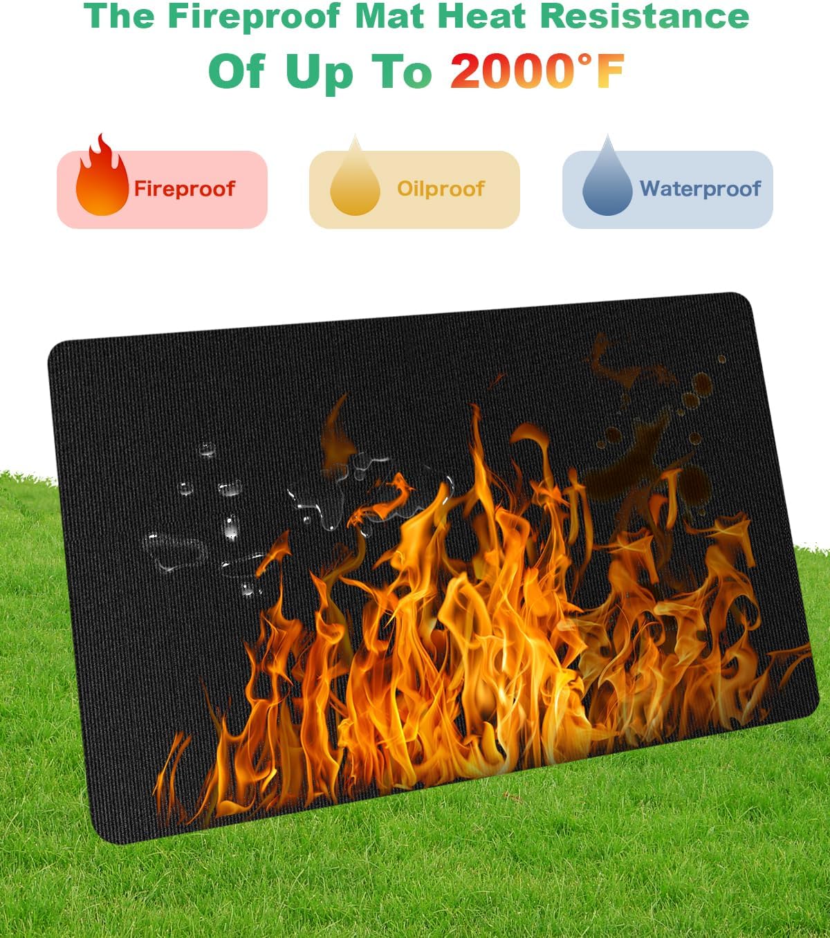 TAOMAND Large 76 x 52 inches Under Grill Mats for Outdoor Grill | Double-Sided Fireproof | Waterproof | Oil-Proof | Easy to Clean | Indoor Fireplace/Fire Pit Mat | Quality BBQ Mat for Deck Patio Lawn