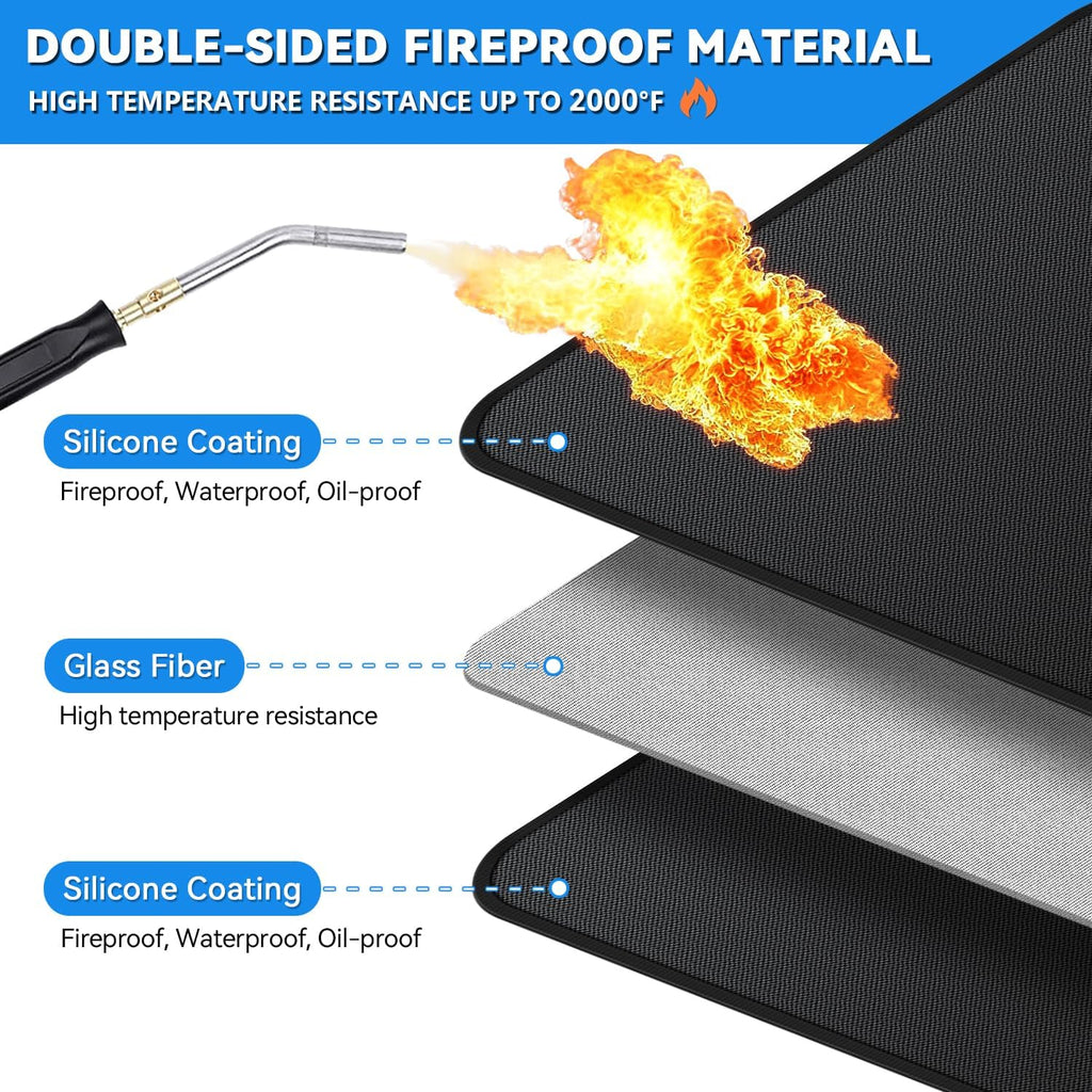 Large 75 x 40 inch Under Grill Mats for Outdoor Grill, Double-Sided Fireproof Deck Patio Protector Mat, Waterproof Oil-Proof BBQ Floor Pad Indoor Fire Pit Fireplace Mat