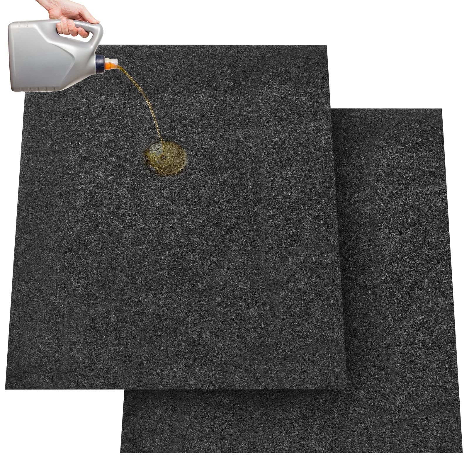 1 Pcs 29 x 36 Inch Garage Floor Mat Oil Spill Mat Oil Absorbent Pads Reusable, Washable, Waterproof Backing Contains Liquids, Protects Garage Floor or Driveway Surface, Black