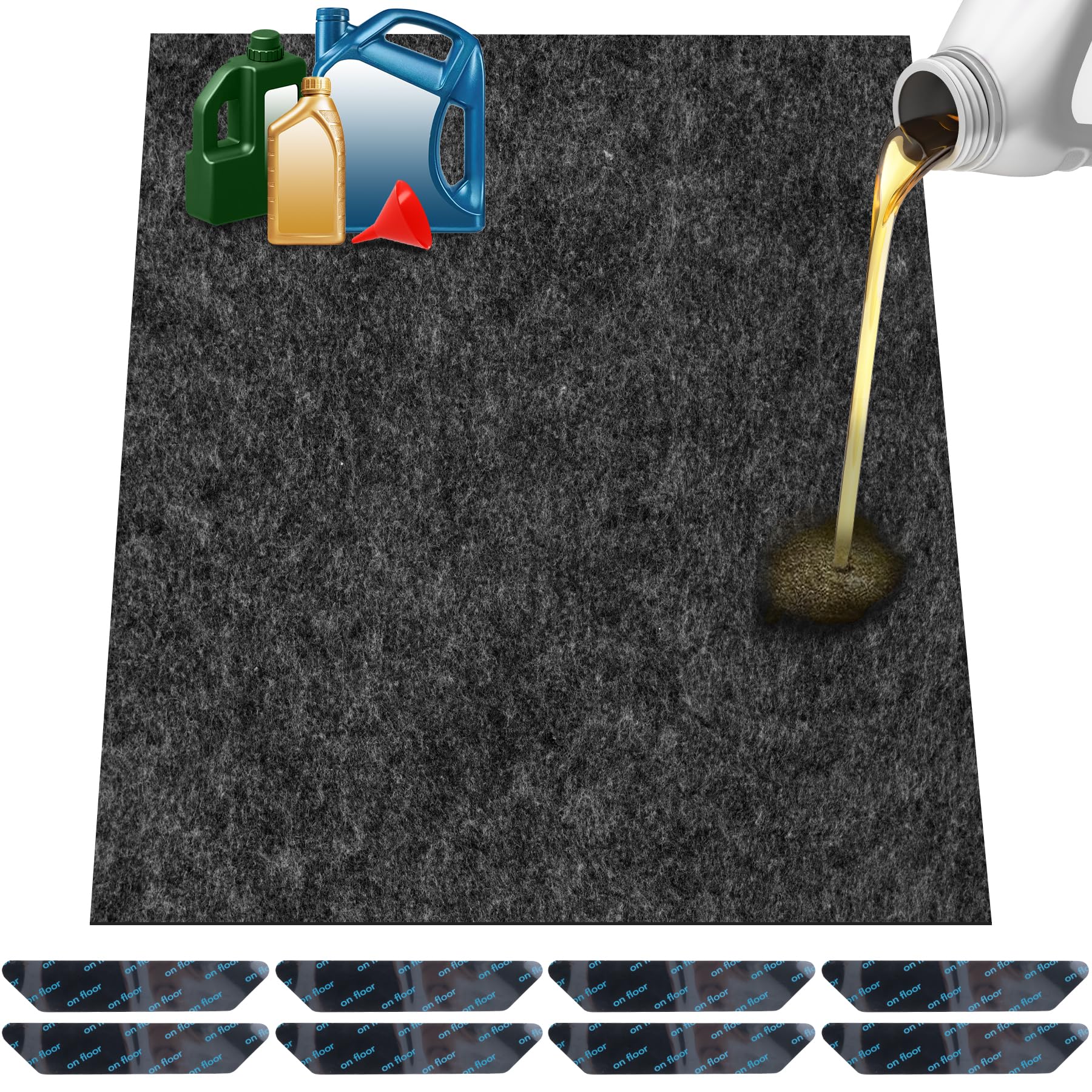 ToLanbbt 2 Pack Garage Floor Mat 60" x 36" - Oil Spill Mat for Under Car Driveway Oil Drip Pad with 8P Tapes, Waterproof Backing, Leak Absorbent, Reusable, Washable, Protect Garage Floor (Dark Gray)