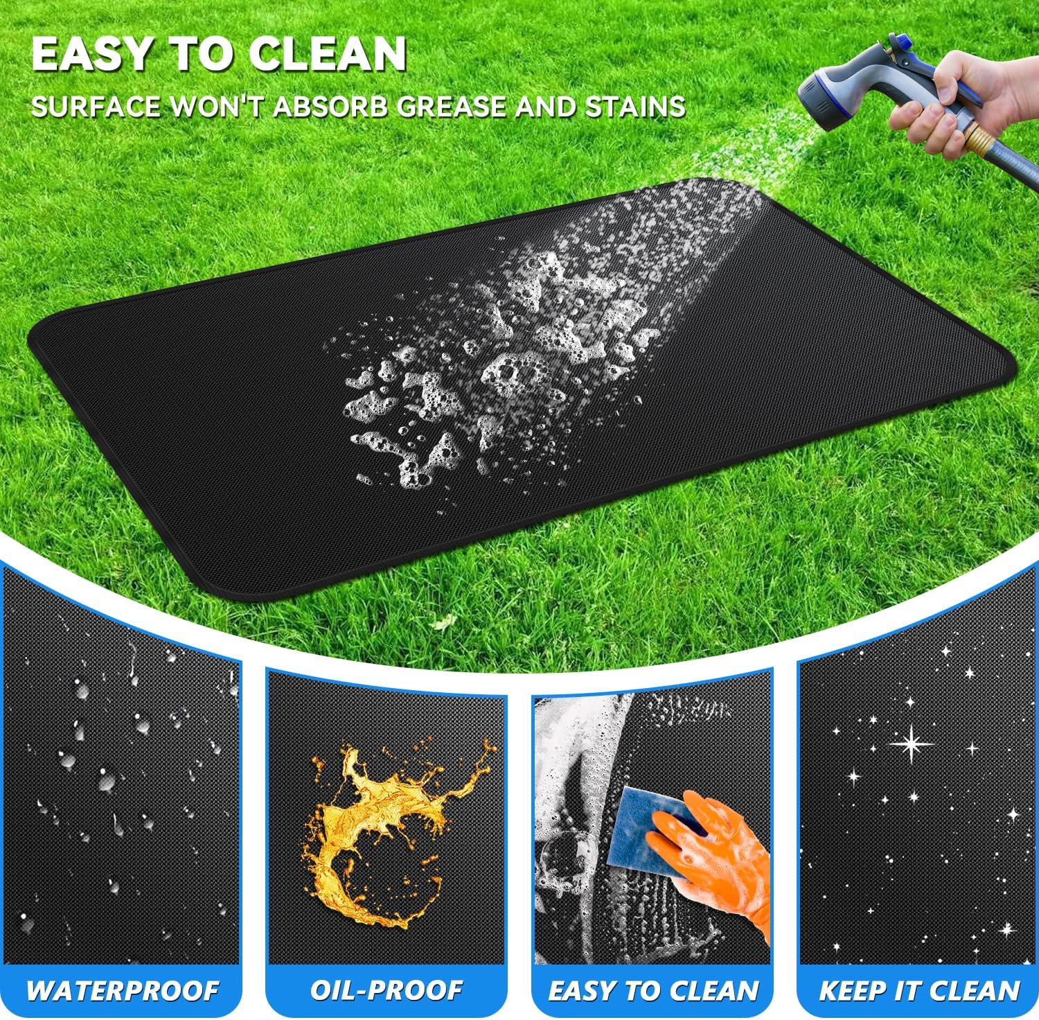 Large 75 x 40 inch Under Grill Mats for Outdoor Grill, Double-Sided Fireproof Deck Patio Protector Mat, Waterproof Oil-Proof BBQ Floor Pad Indoor Fire Pit Fireplace Mat