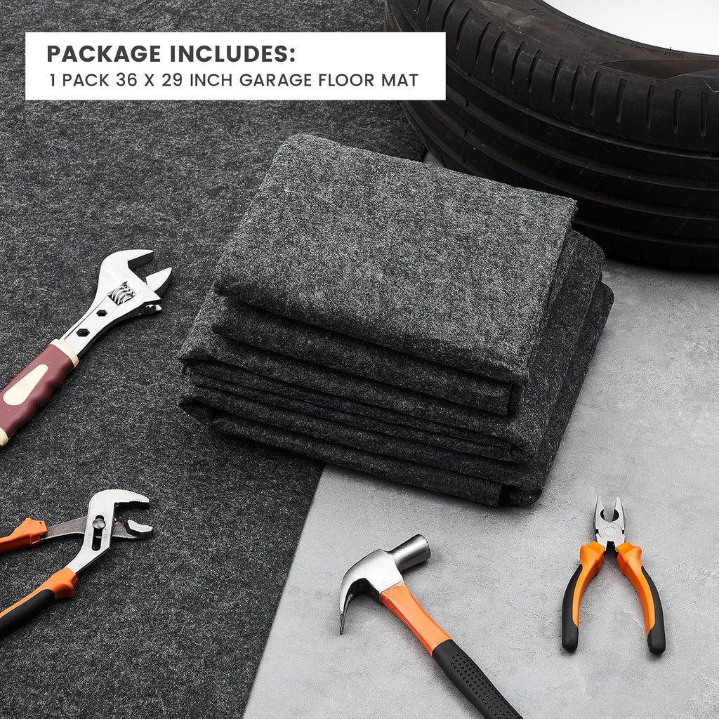 1 Pcs 29 x 36 Inch Garage Floor Mat Oil Spill Mat Oil Absorbent Pads Reusable, Washable, Waterproof Backing Contains Liquids, Protects Garage Floor or Driveway Surface, Black
