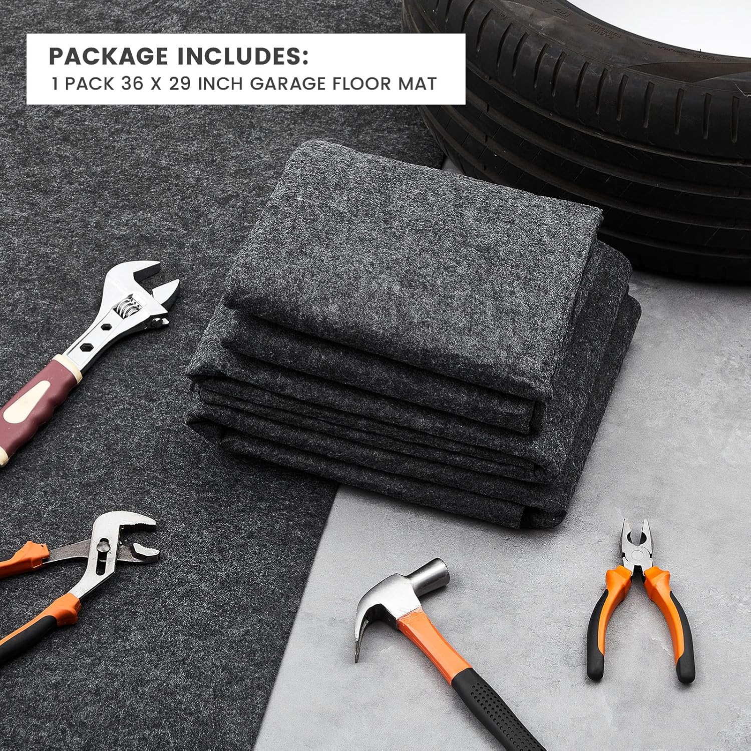 1 Pcs 29 x 36 Inch Garage Floor Mat Oil Spill Mat Oil Absorbent Pads Reusable, Washable, Waterproof Backing Contains Liquids, Protects Garage Floor or Driveway Surface, Black