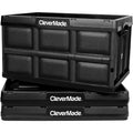 CleverMade Collapsible Storage Bins 46L (3-Pack) – Heavy Duty Collapsible Plastic Storage Bins, Stackable Folding Storage Bins for Car, Garage, Home Organization - Foldable Bins, Obsidian