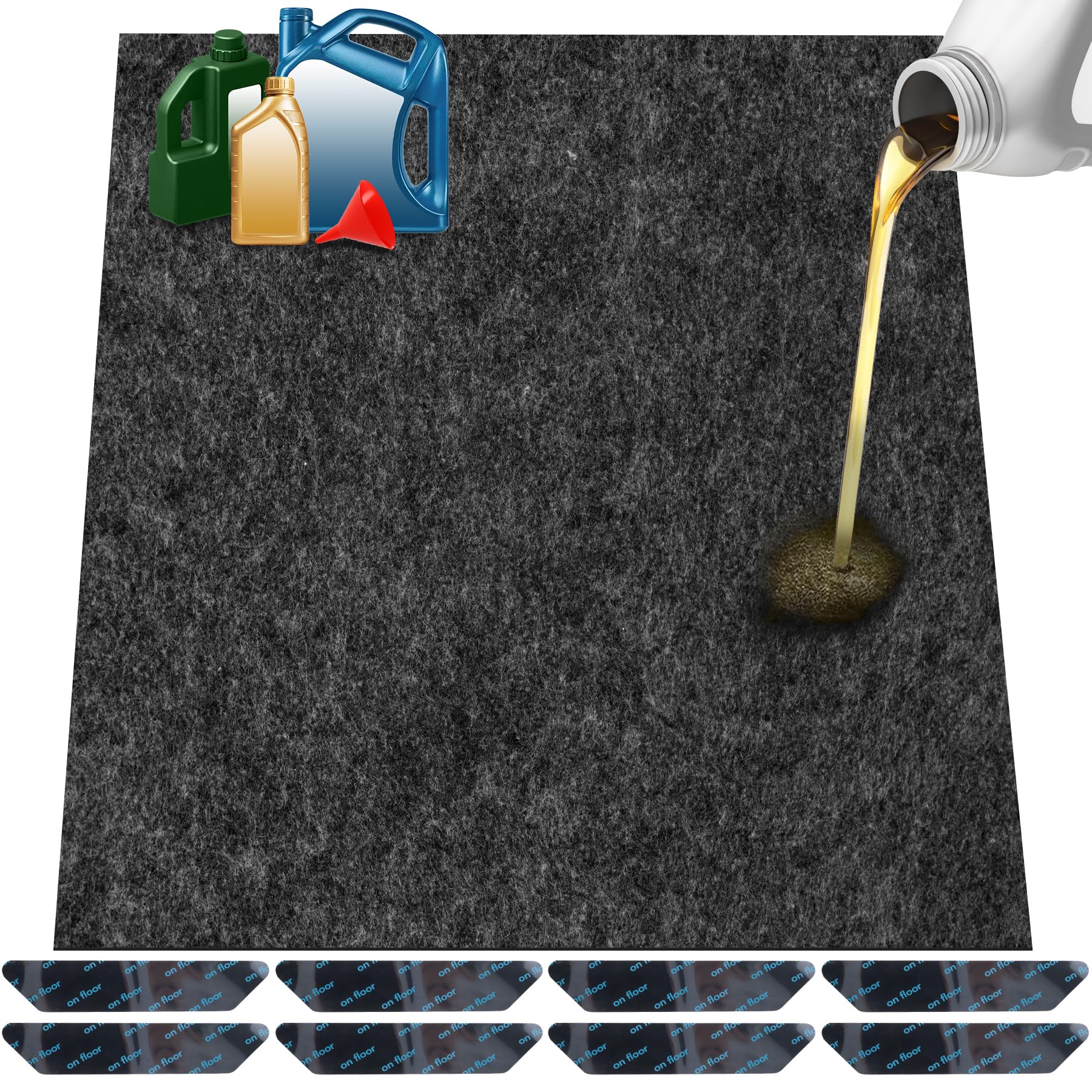 ToLanbbt 2 Pack Garage Floor Mat 60" x 36" - Oil Spill Mat for Under Car Driveway Oil Drip Pad with 8P Tapes, Waterproof Backing, Leak Absorbent, Reusable, Washable, Protect Garage Floor (Dark Gray)